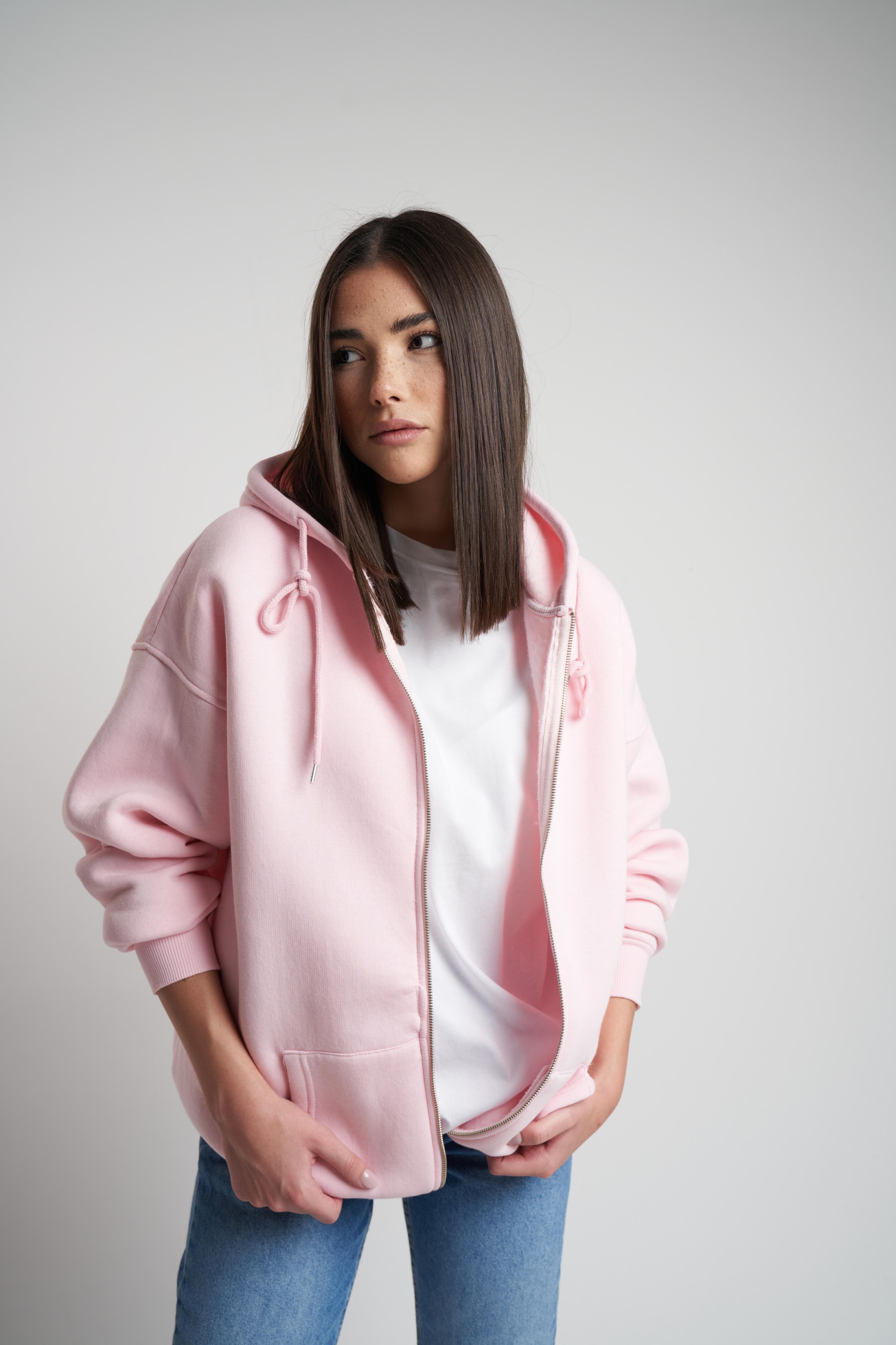 Kapüşonlu Uzun Kol Şardonlu Sweatmont Toz Pembe
