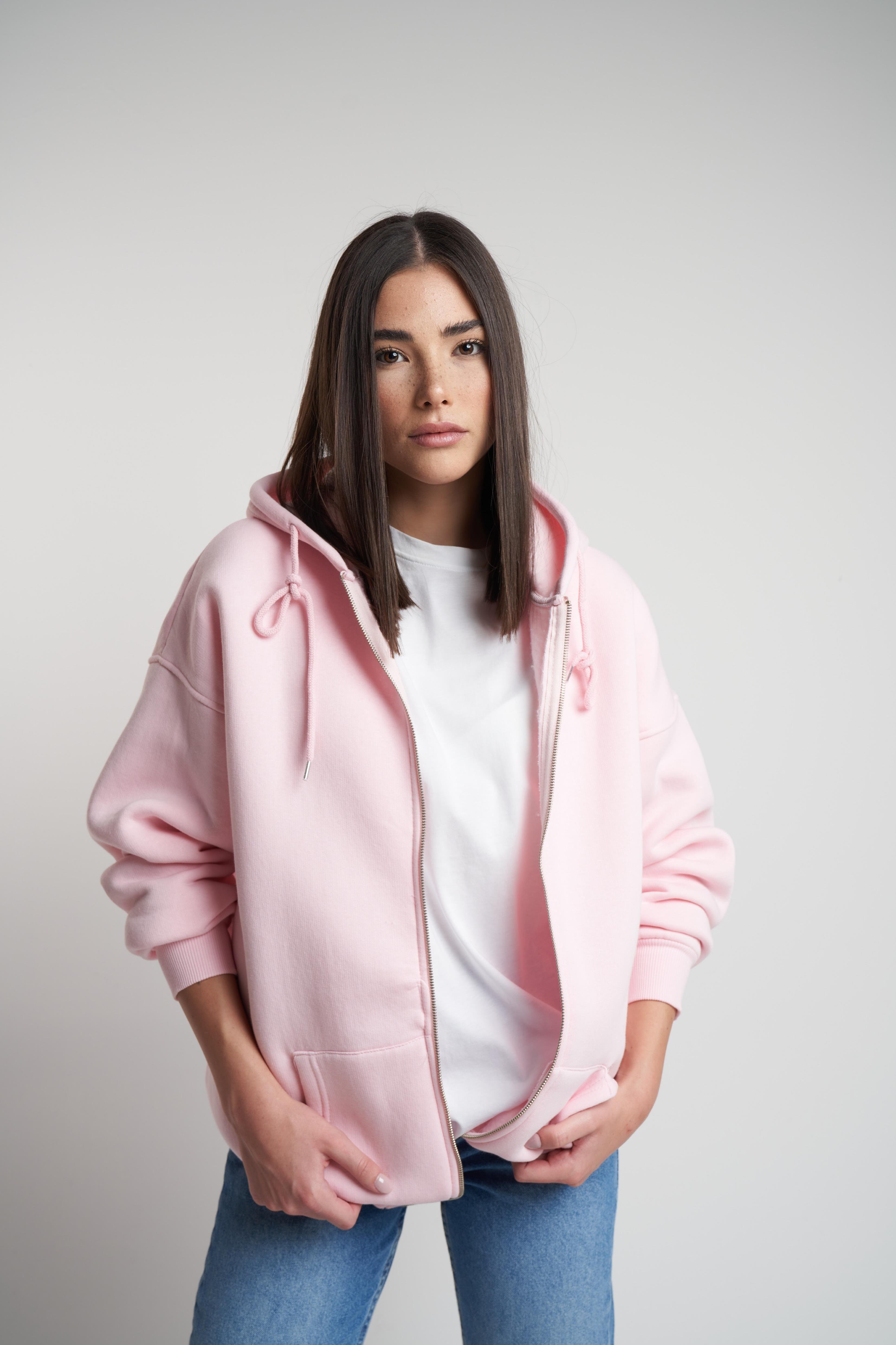 Kapüşonlu Uzun Kol Şardonlu Sweatmont Toz Pembe