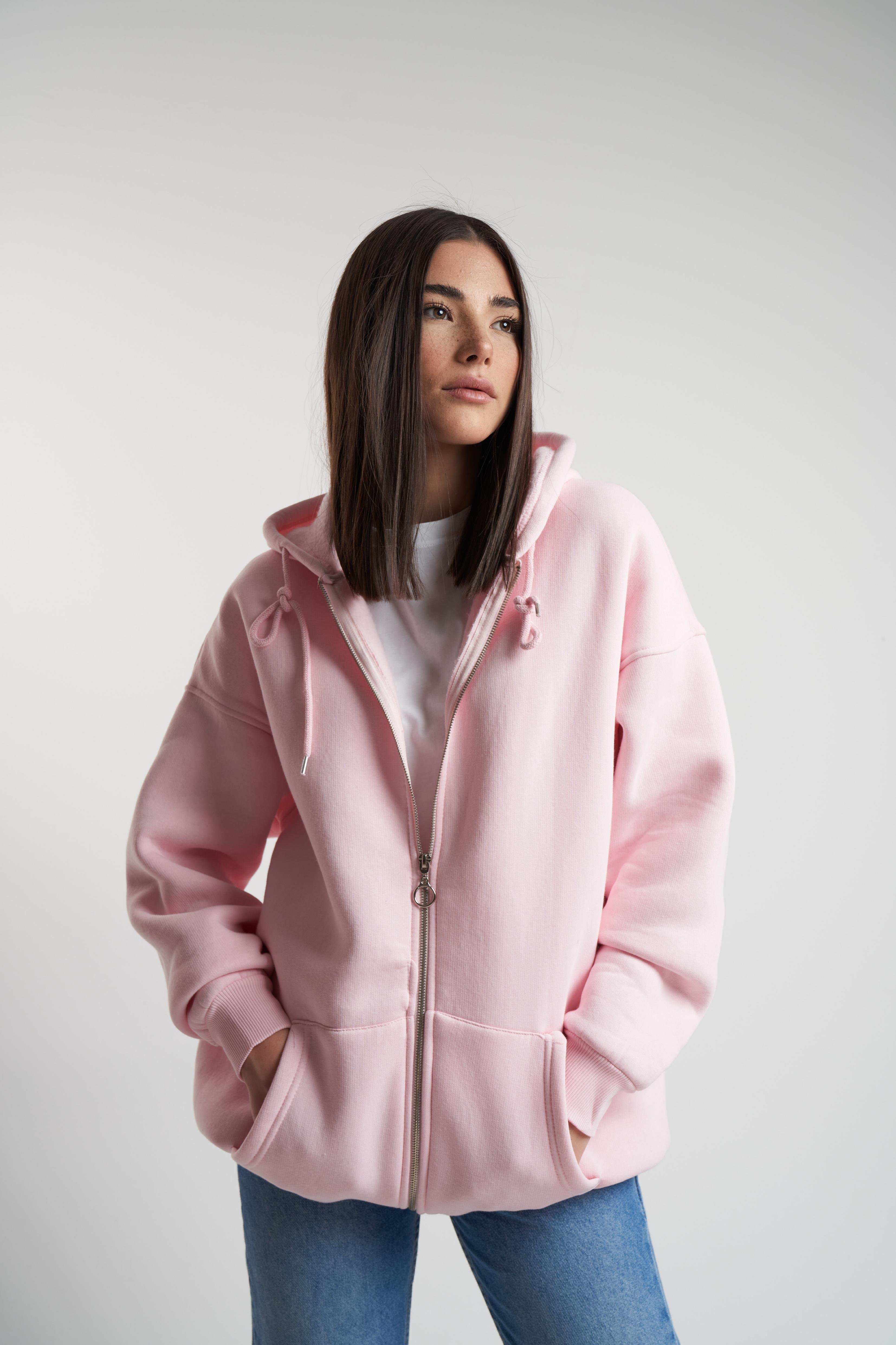 Kapüşonlu Uzun Kol Şardonlu Sweatmont Toz Pembe
