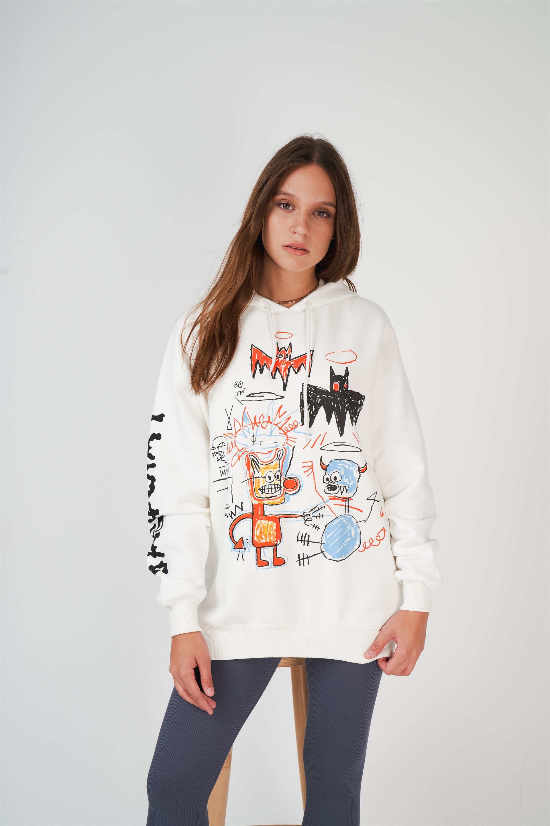 Karikatür Baskılı Sweatshirt