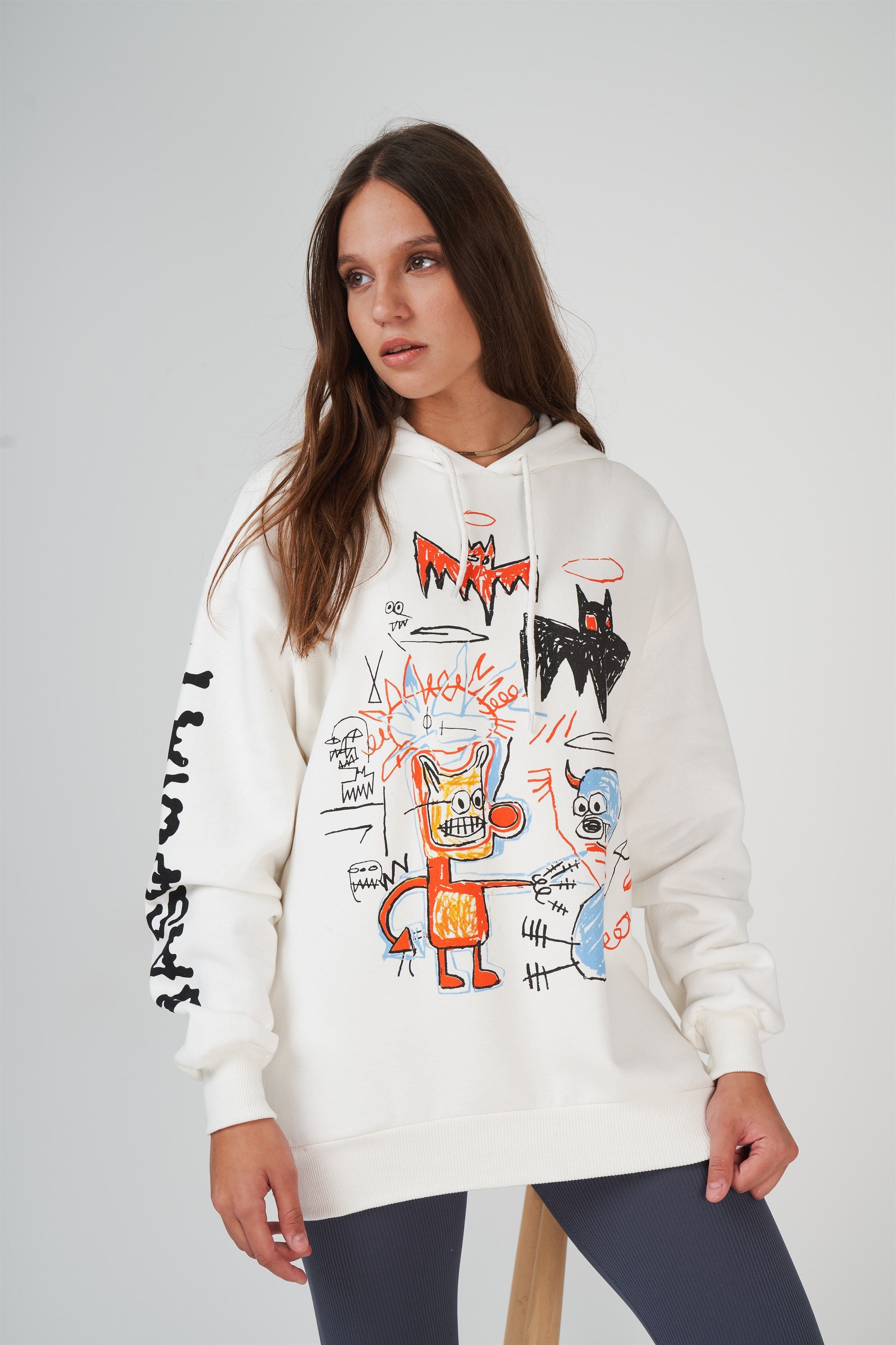 Karikatür Baskılı Sweatshirt