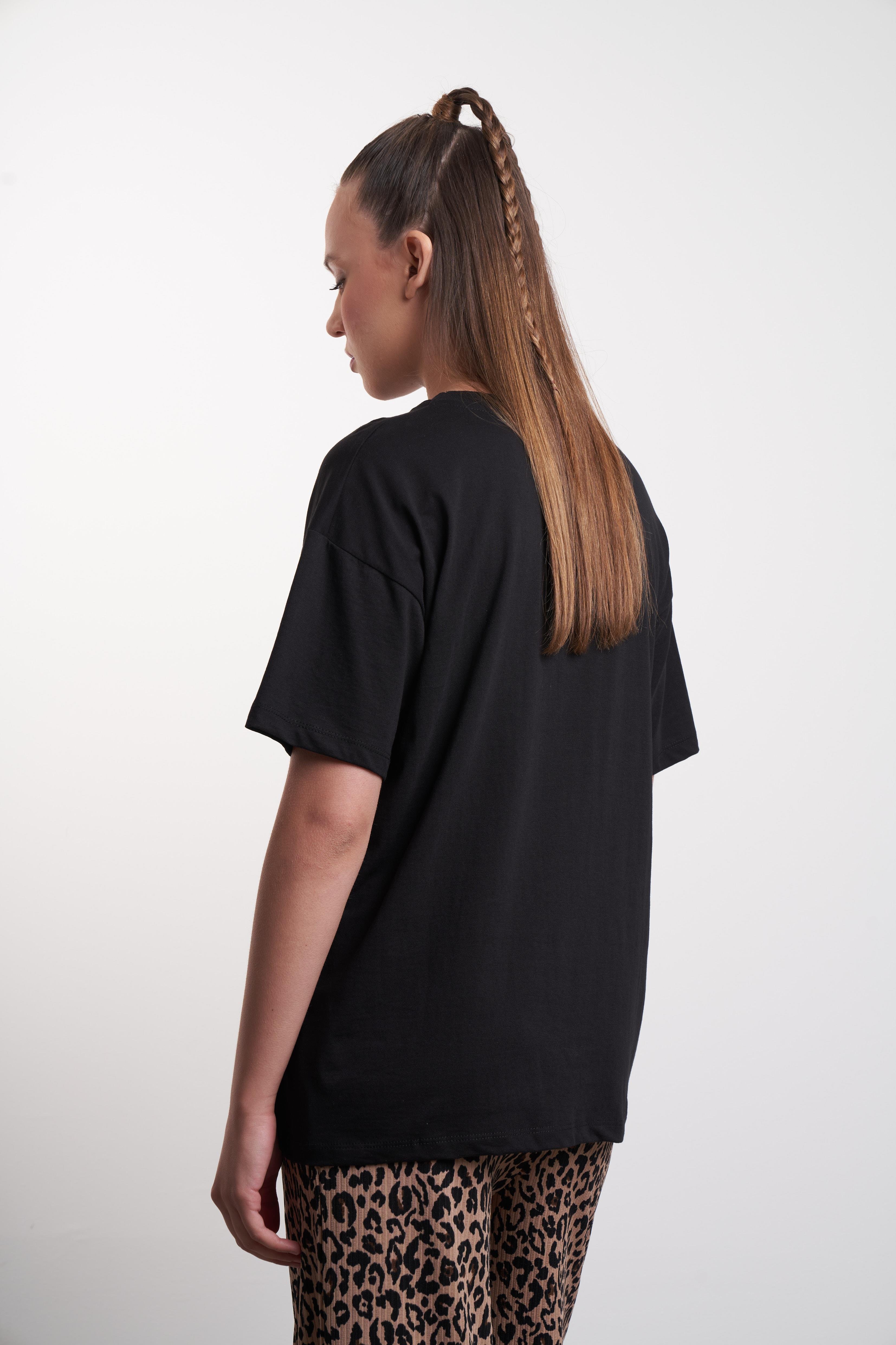 Karpuz Nakış Baskılı T-shirt Siyah