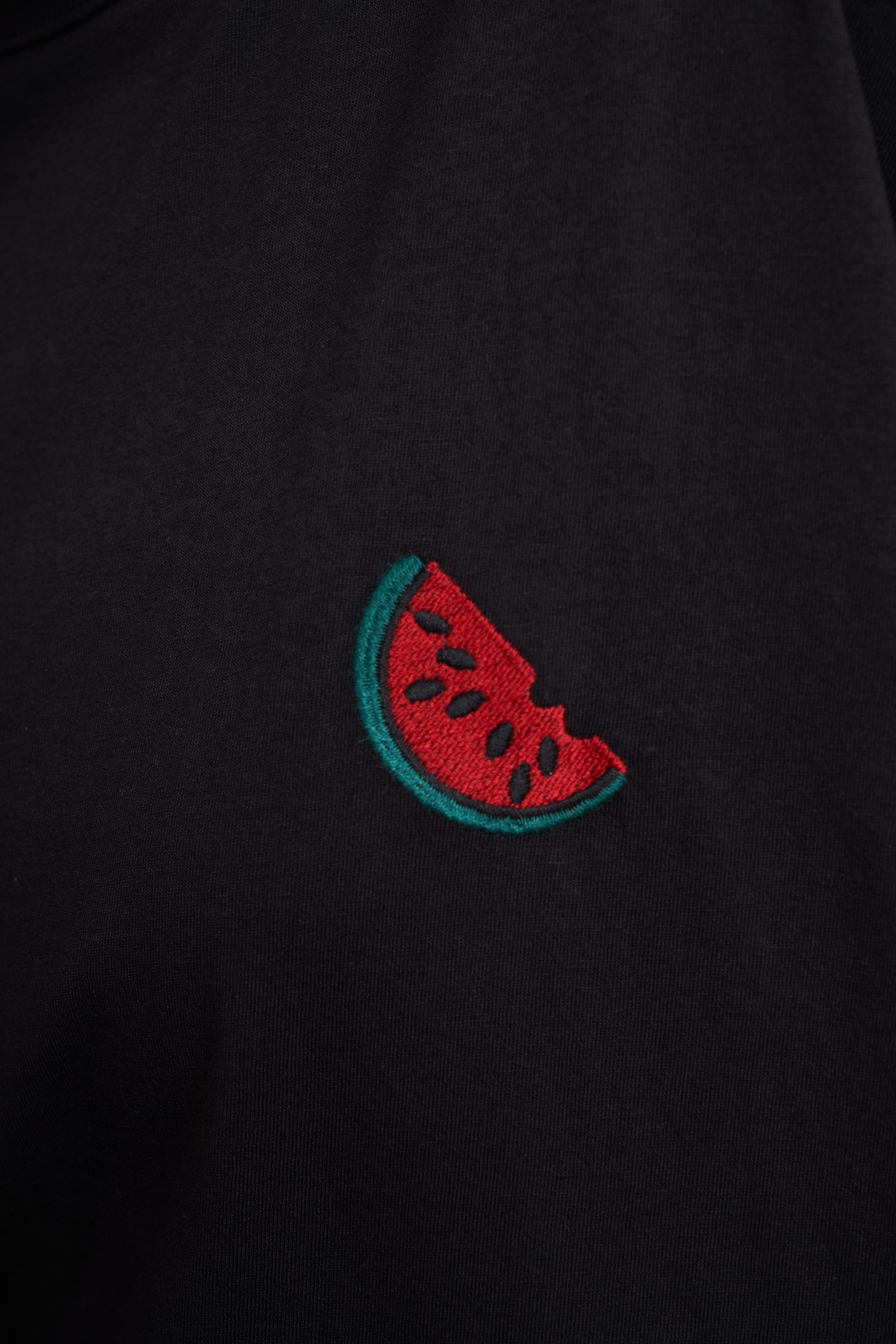 Karpuz Nakış Baskılı T-shirt Siyah