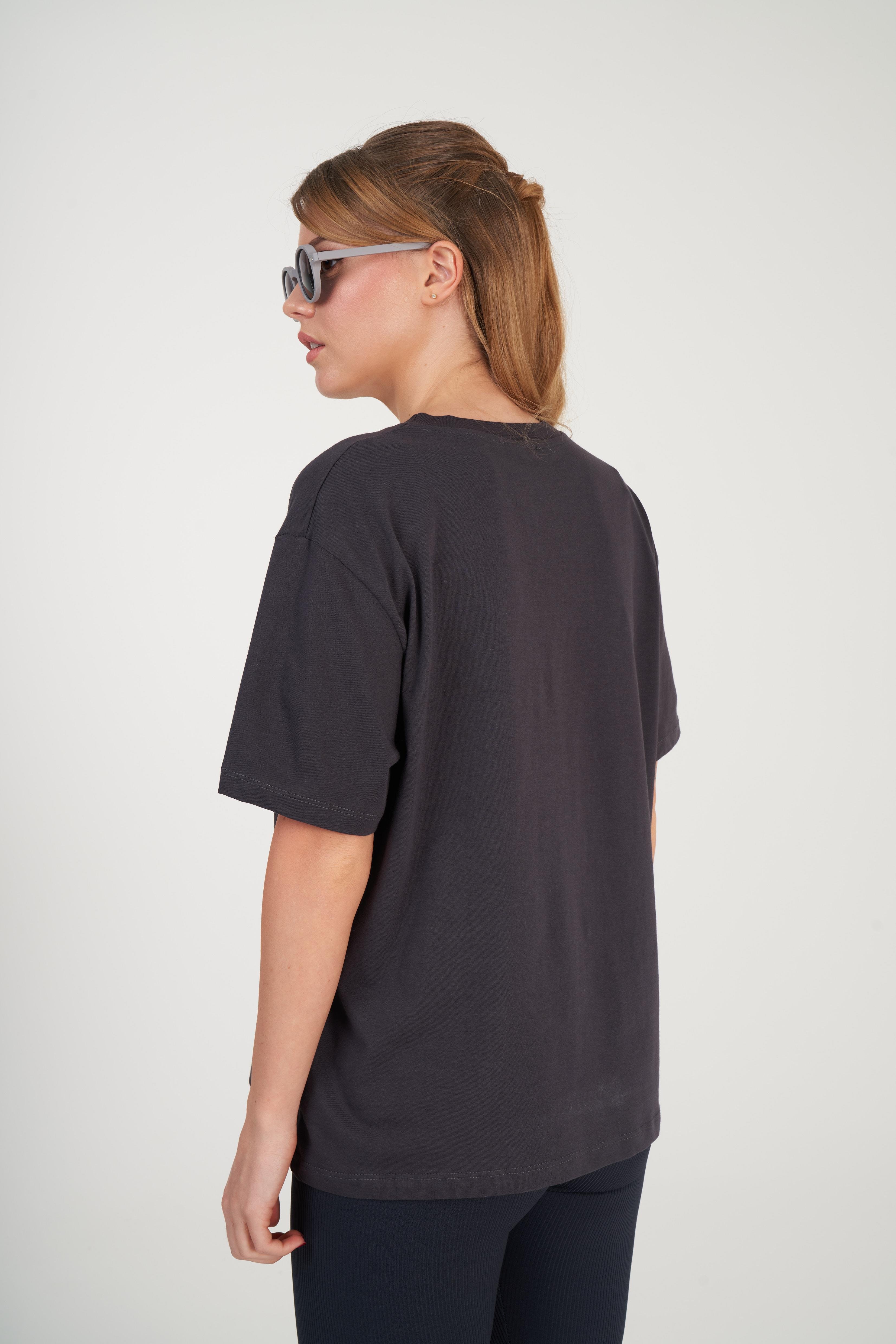 Kedi Baskılı T-shirt Antrasit