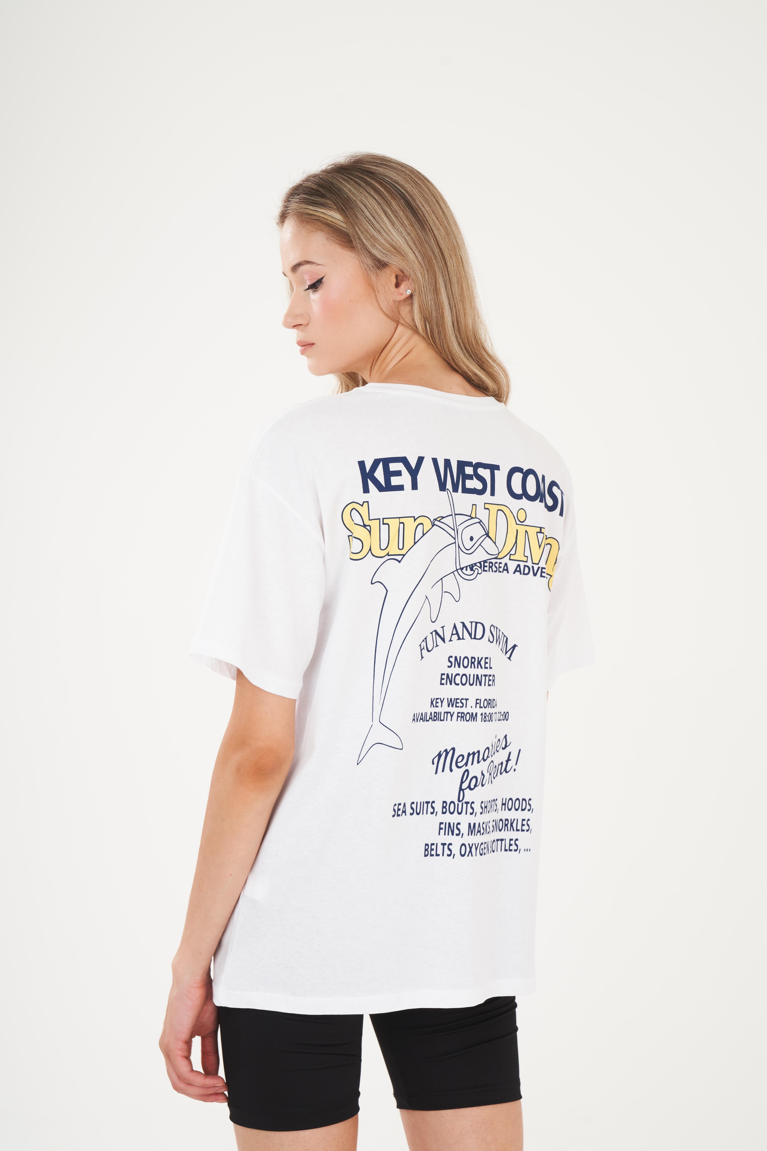 Key West Coast Baskılı T-shirt