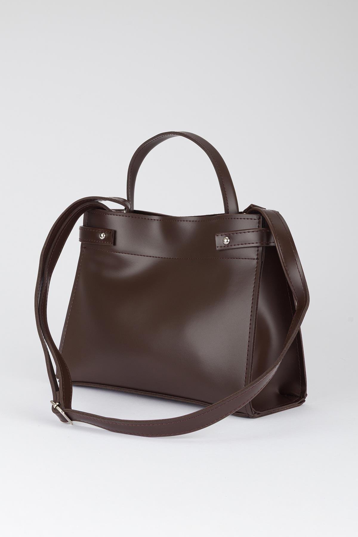 Kilit Detaylı Basic Çanta Kahve