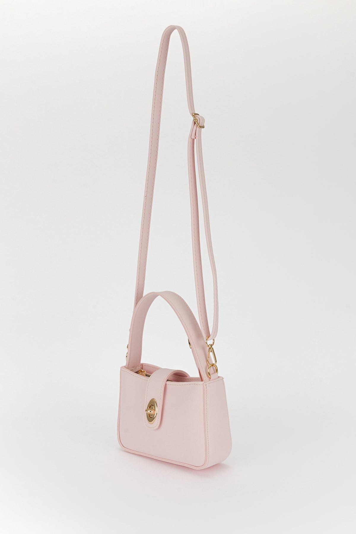Kilitli Mini Cross Çanta Pembe