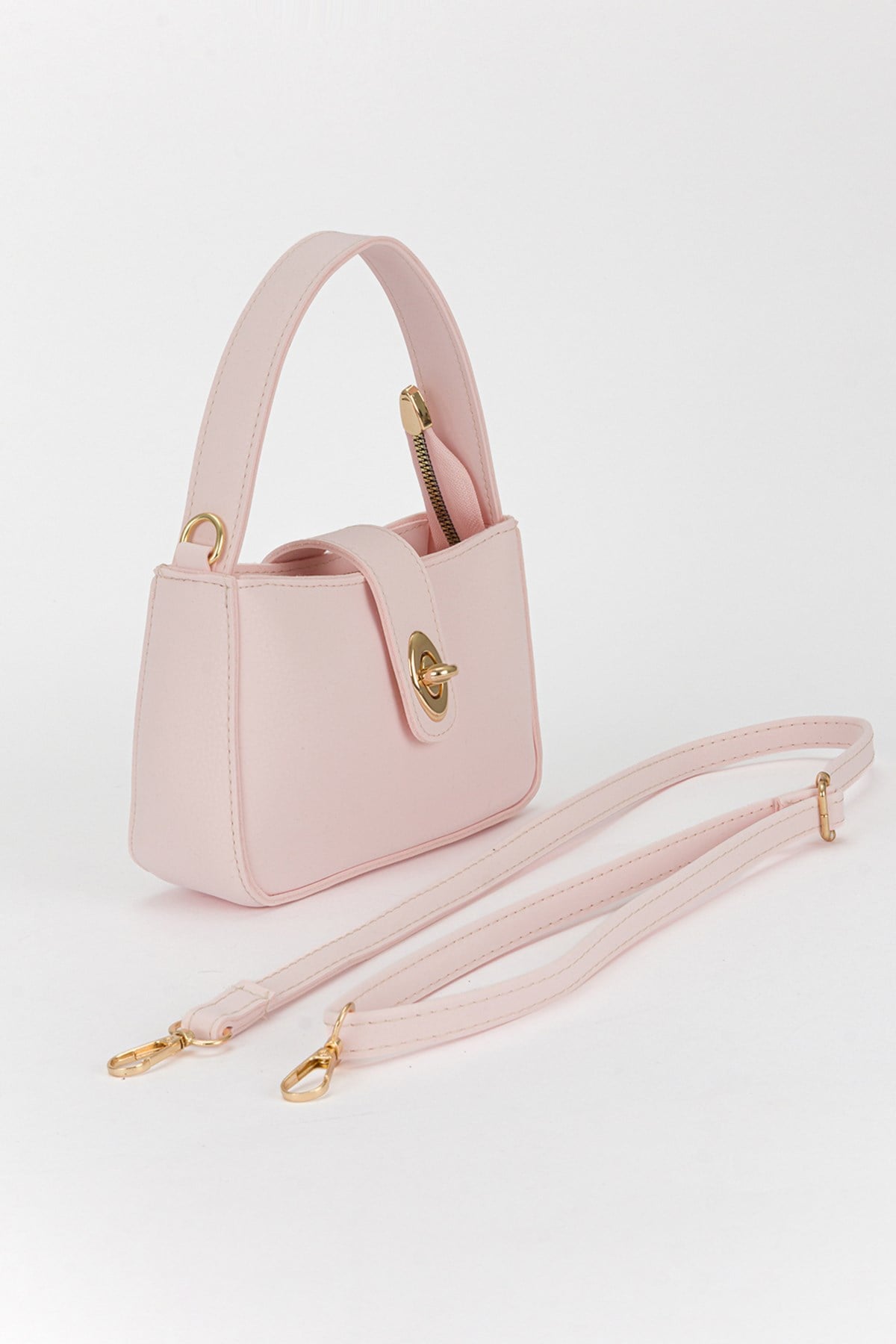 Kilitli Mini Cross Çanta Pembe