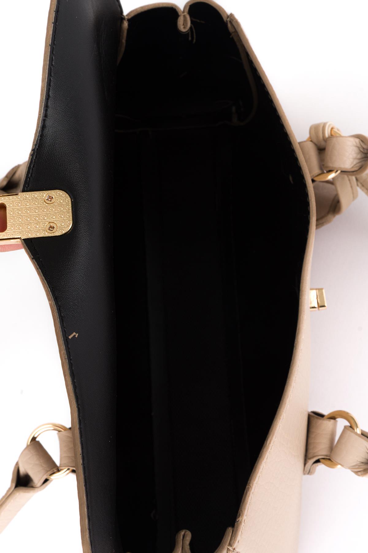 Kilitli Omuz Çantası Ekru