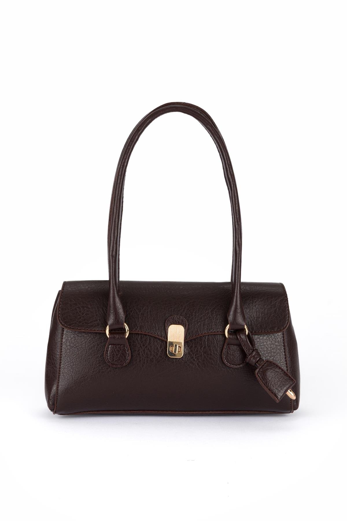 Kilitli Omuz Çantası Kahve