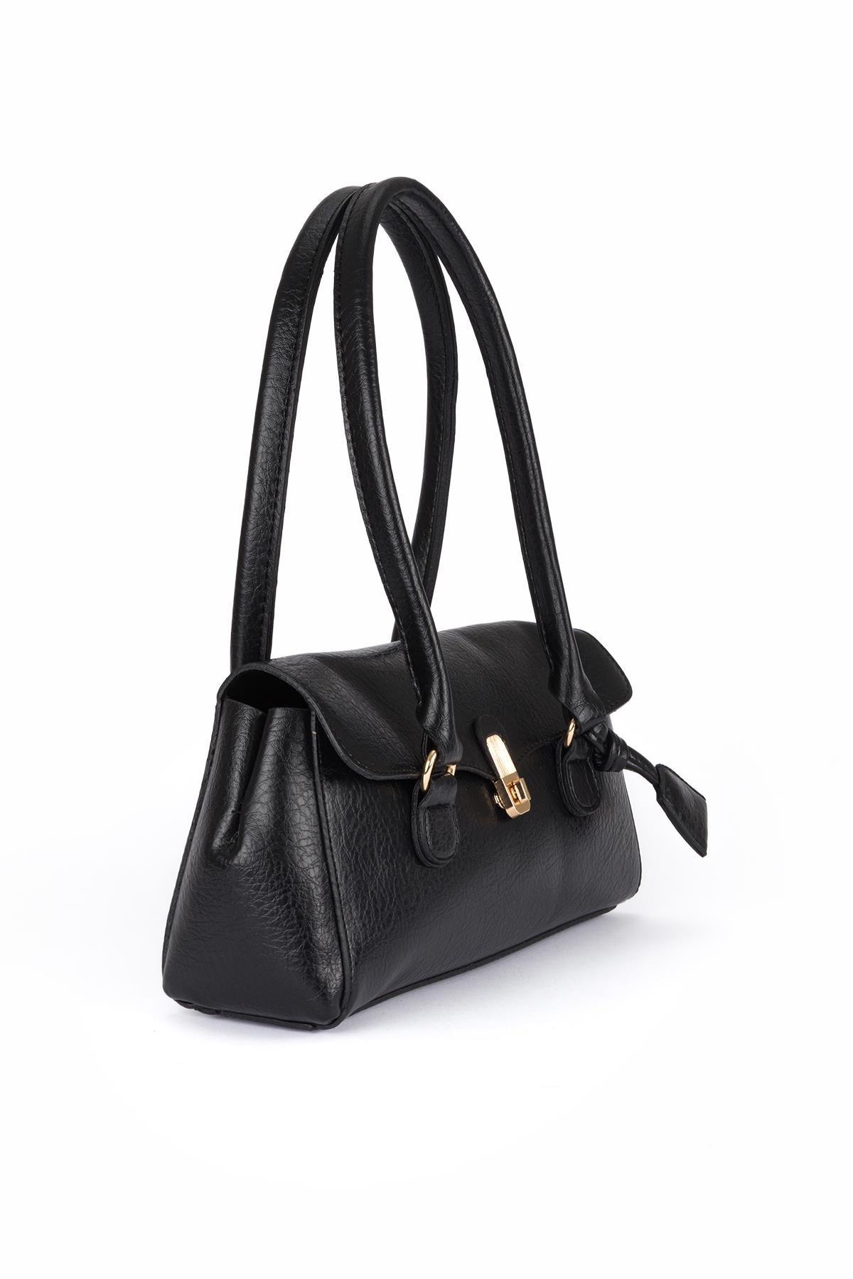 Kilitli Omuz Çantası Siyah