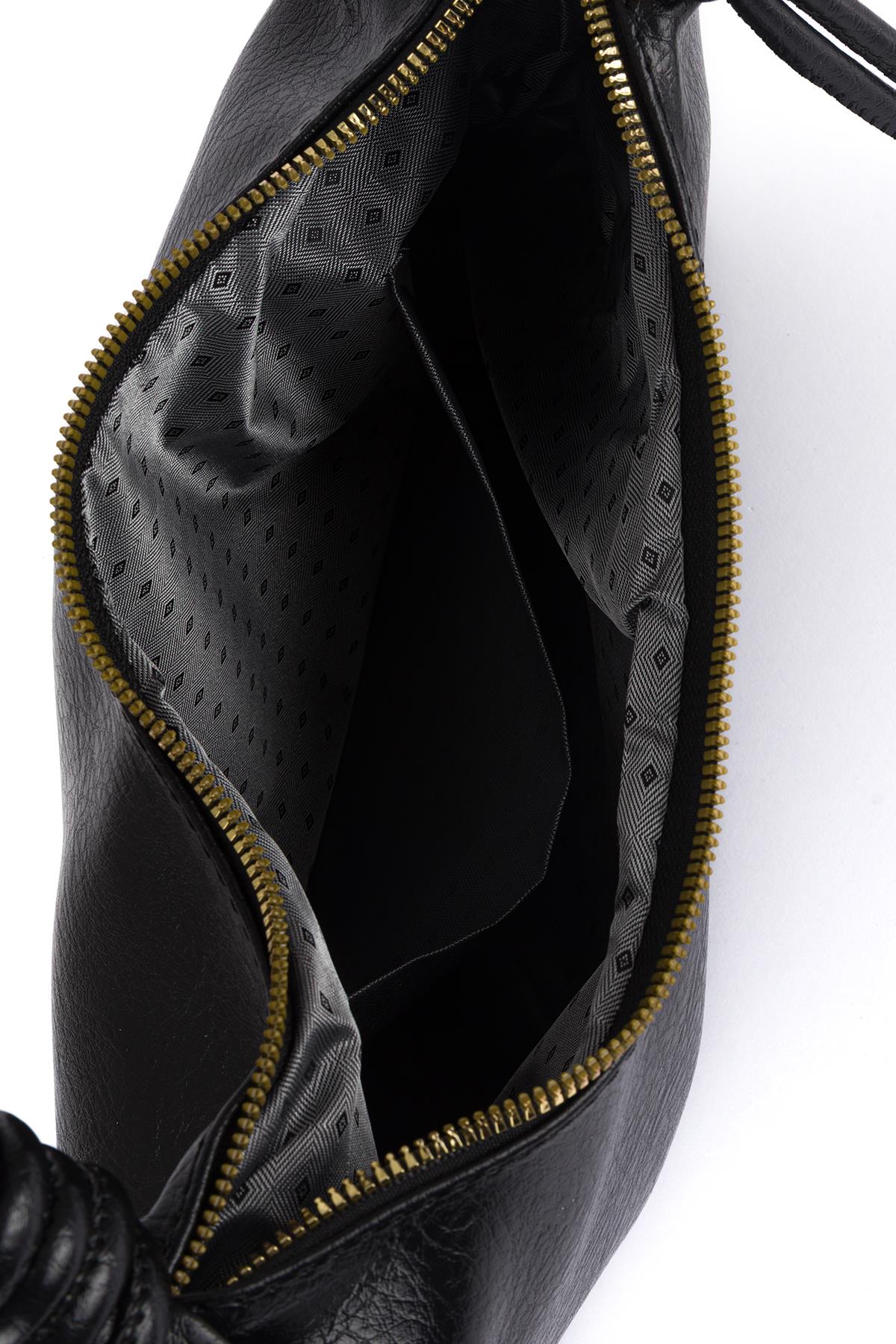 Kırışık Suni Deri Çanta Siyah