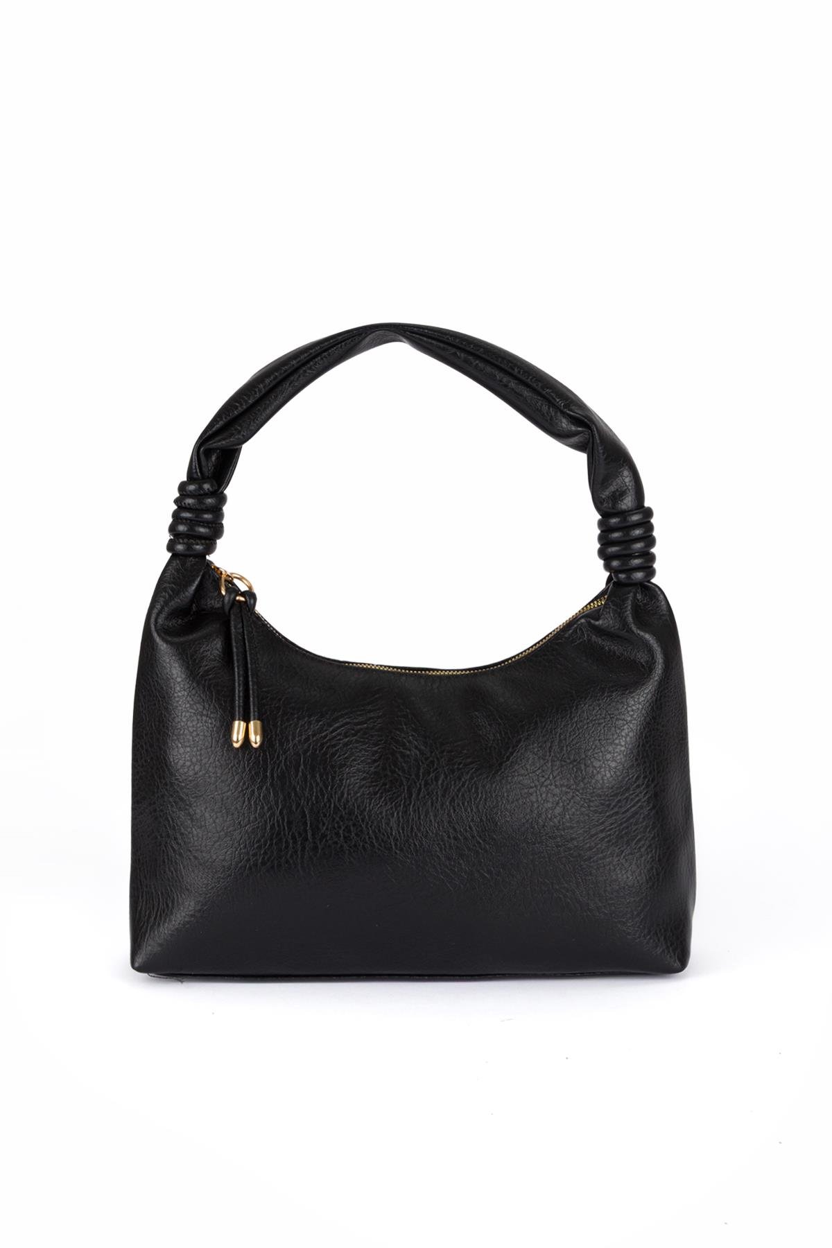 Kırışık Suni Deri Çanta Siyah