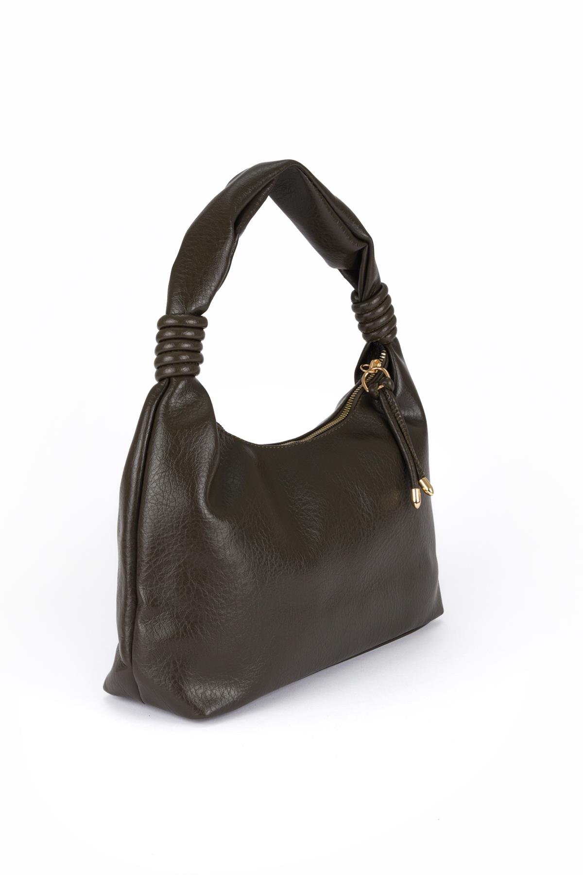 Kırışık Suni Deri Çanta Yeşil