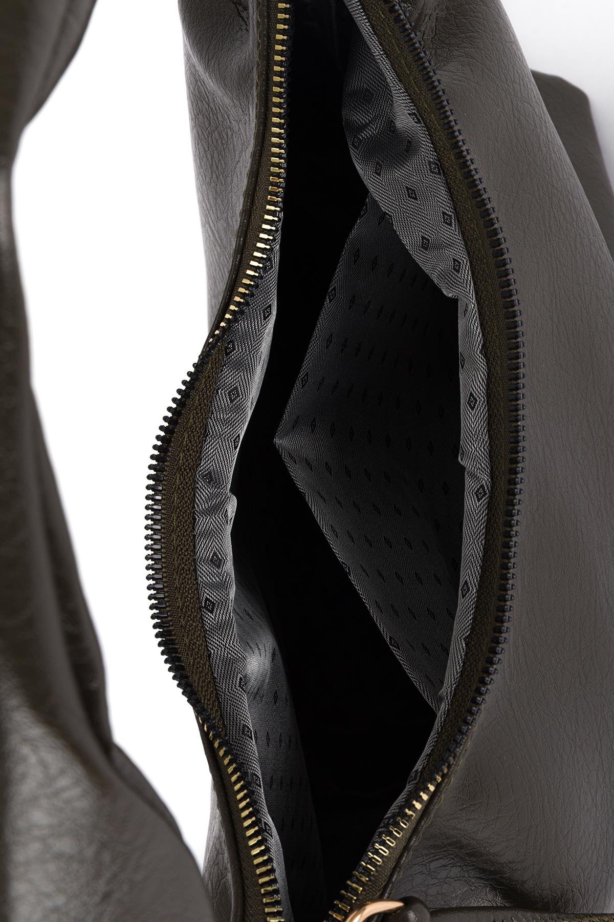 Kırışık Suni Deri Çanta Yeşil