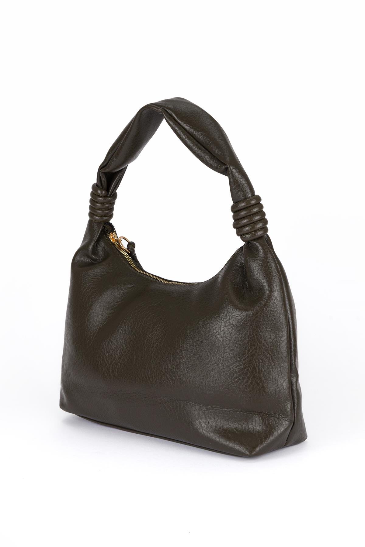 Kırışık Suni Deri Çanta Yeşil