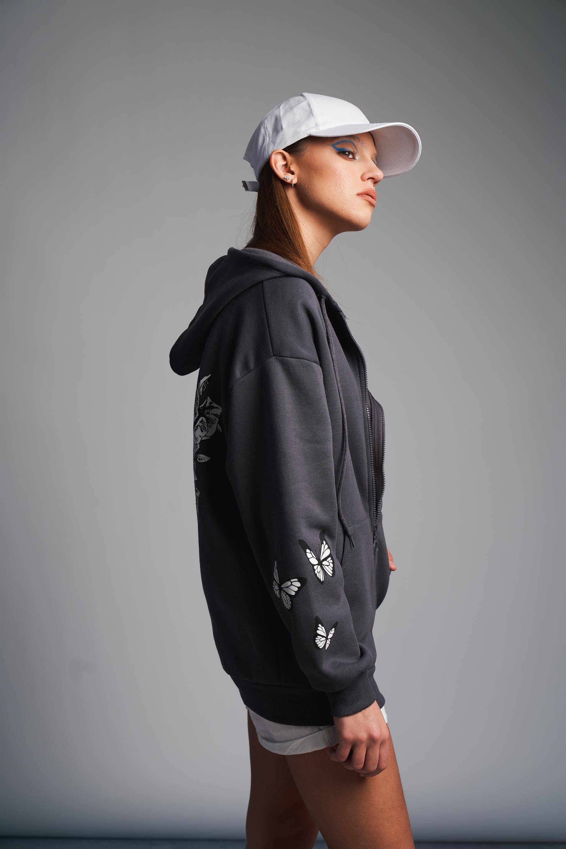 Kuru Kafa Baskılı Sweatshirt Ceket