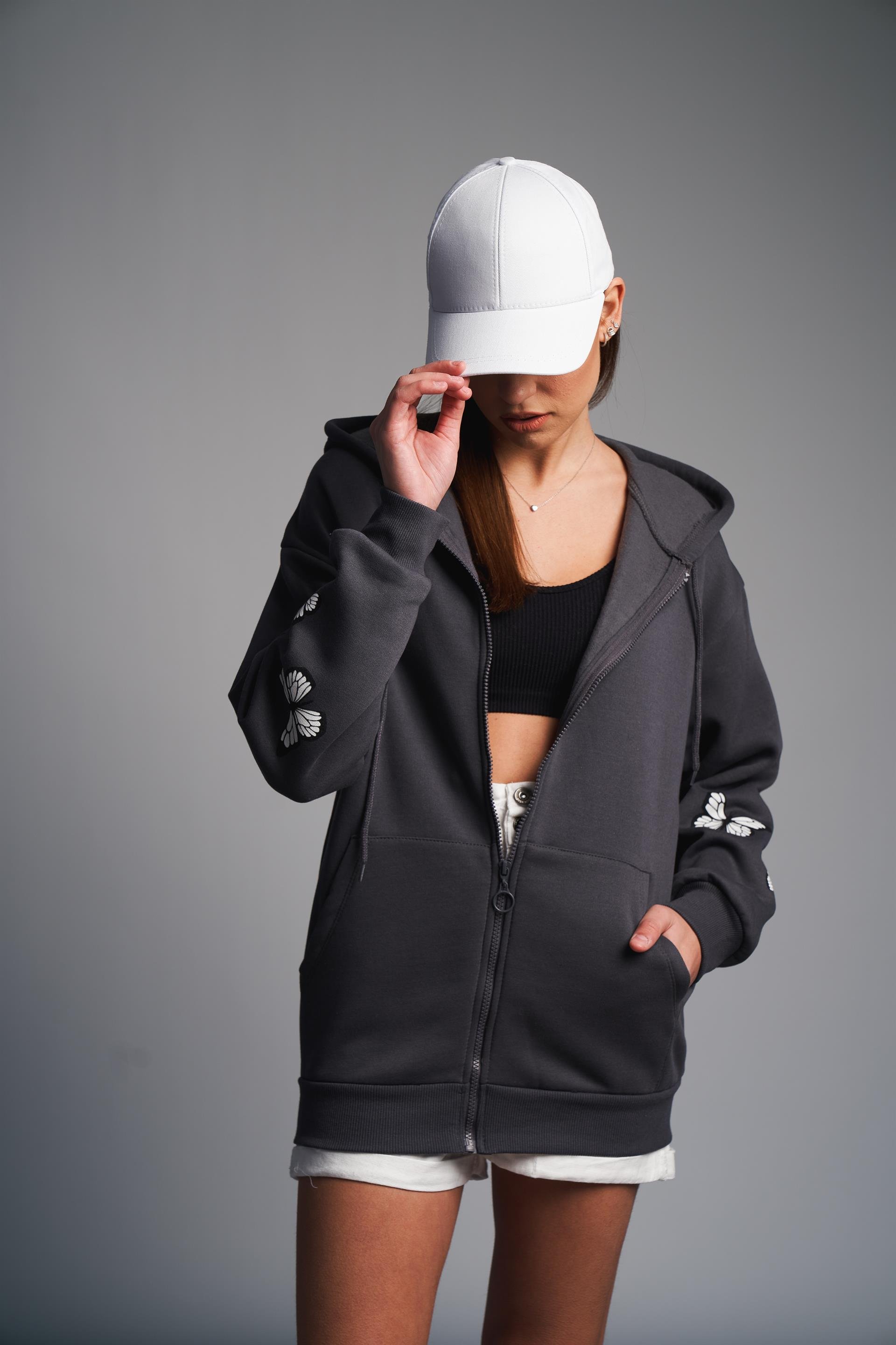 Kuru Kafa Baskılı Sweatshirt Ceket