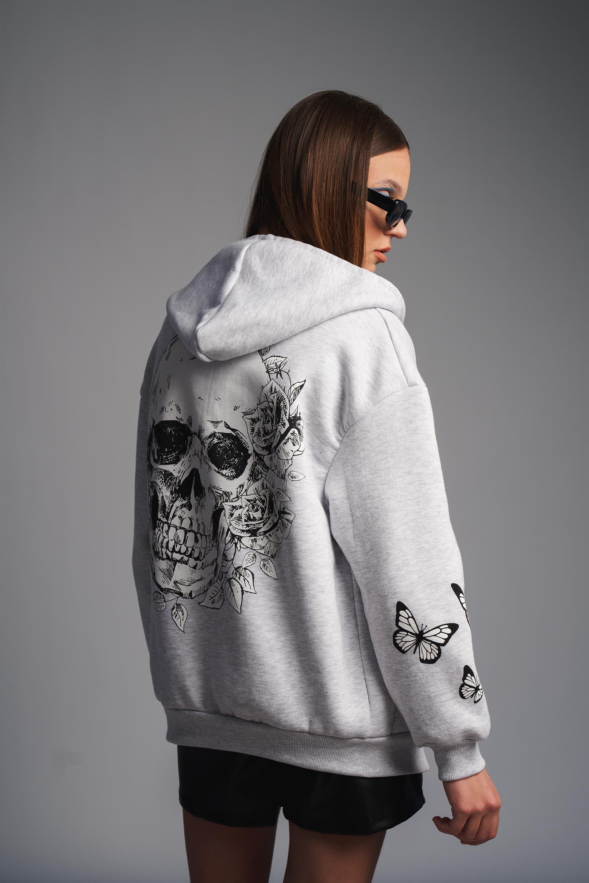 Kuru Kafa Baskılı Sweatshirt Ceket