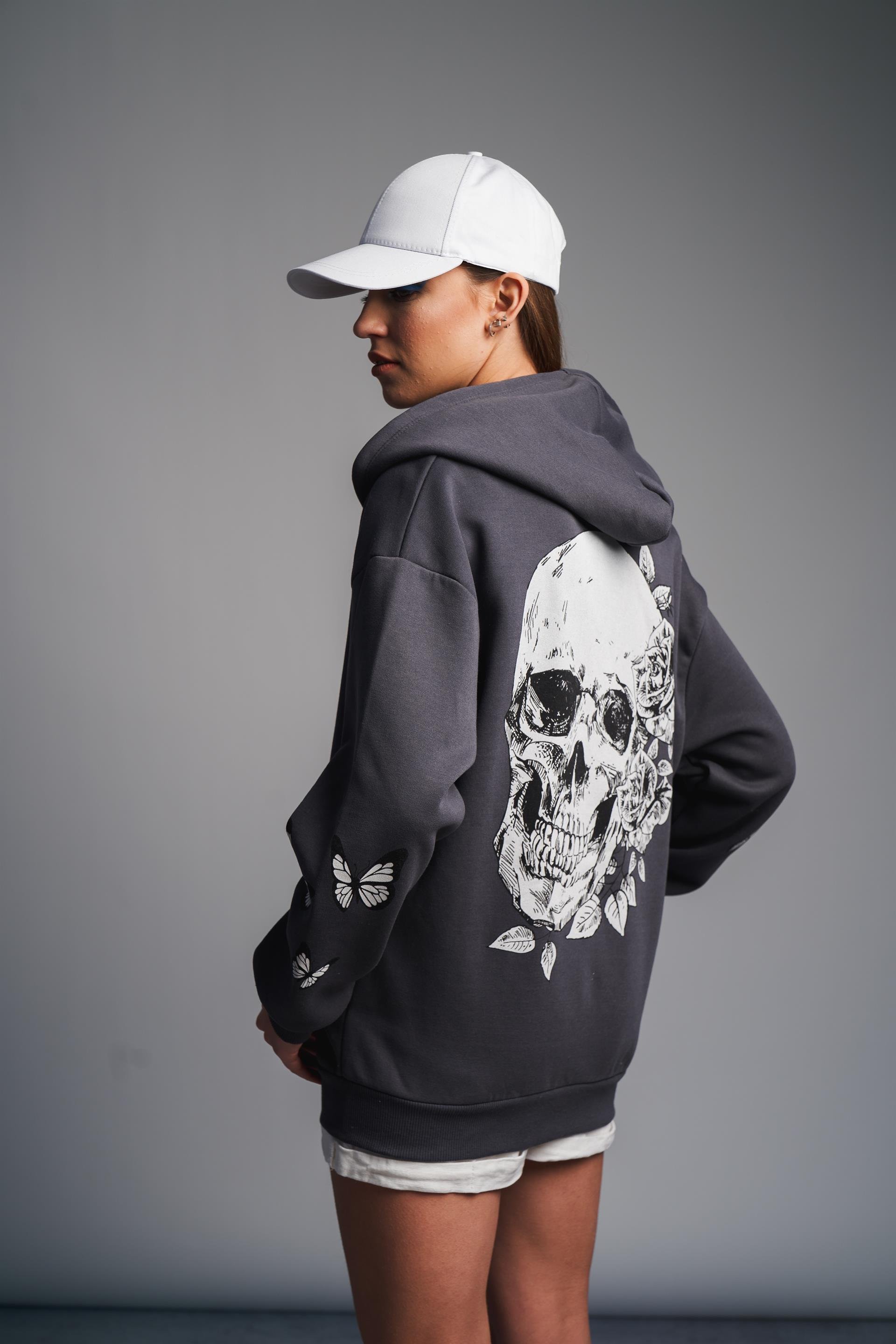 Kuru Kafa Baskılı Sweatshirt Ceket
