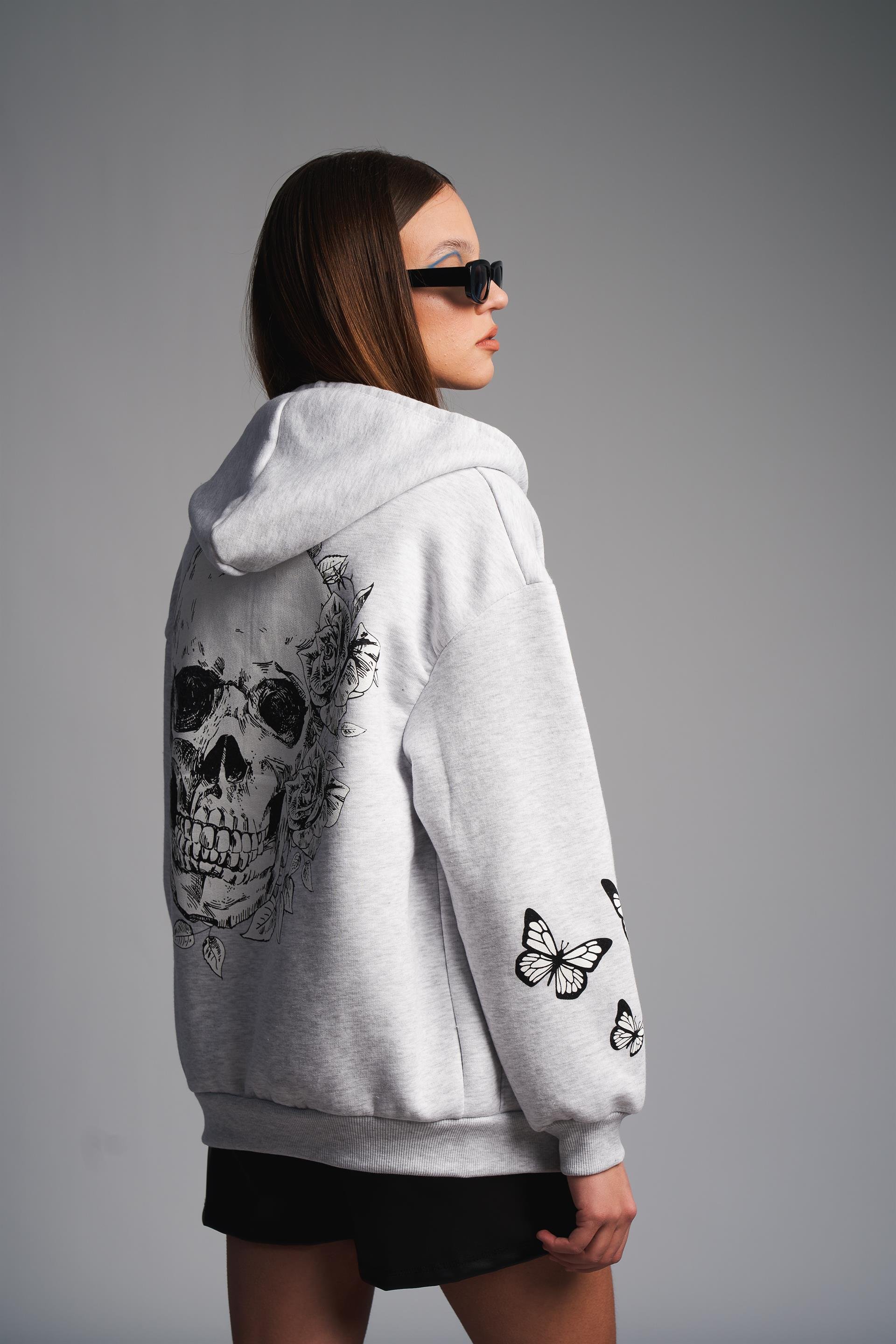 Kuru Kafa Baskılı Sweatshirt Ceket