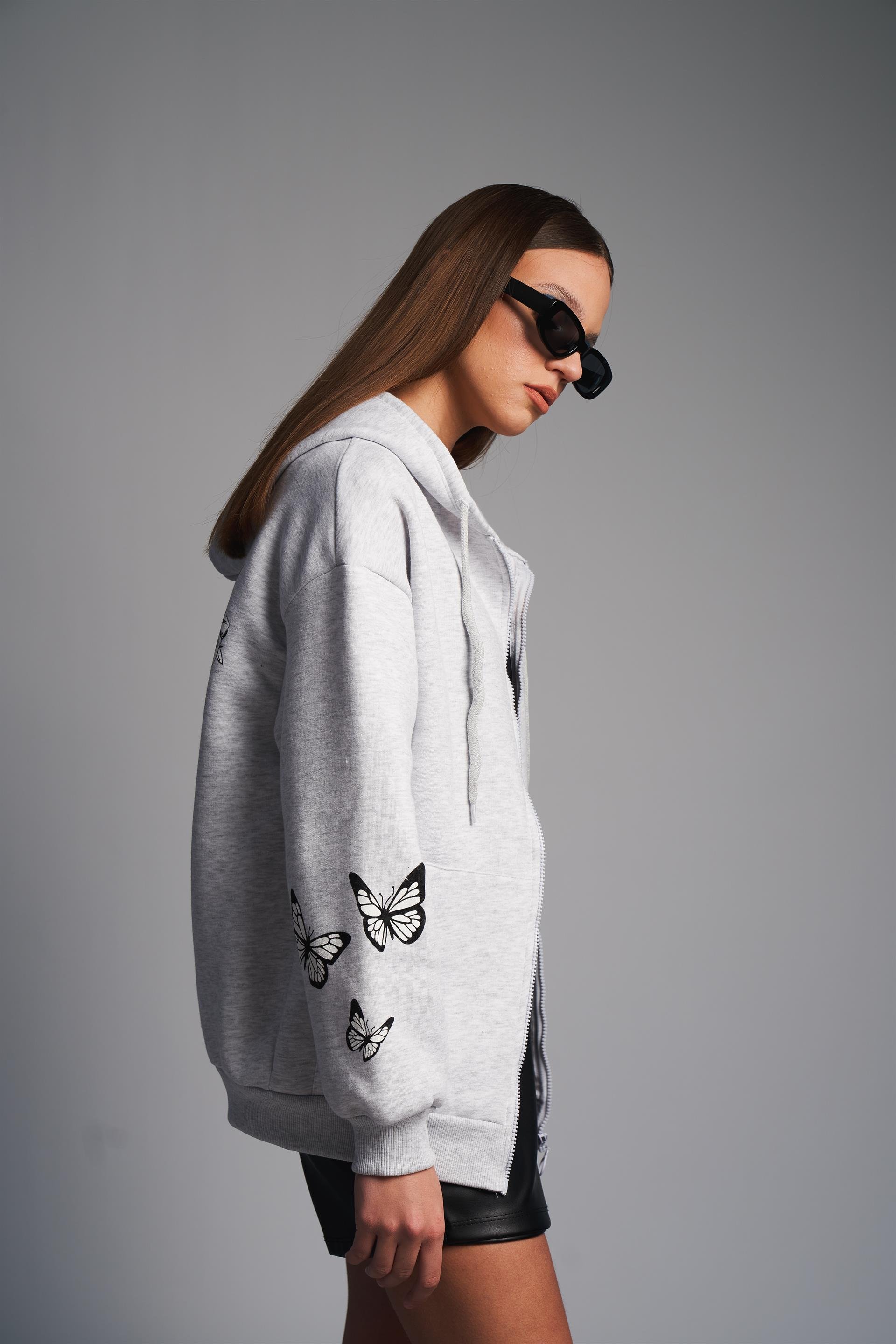 Kuru Kafa Baskılı Sweatshirt Ceket