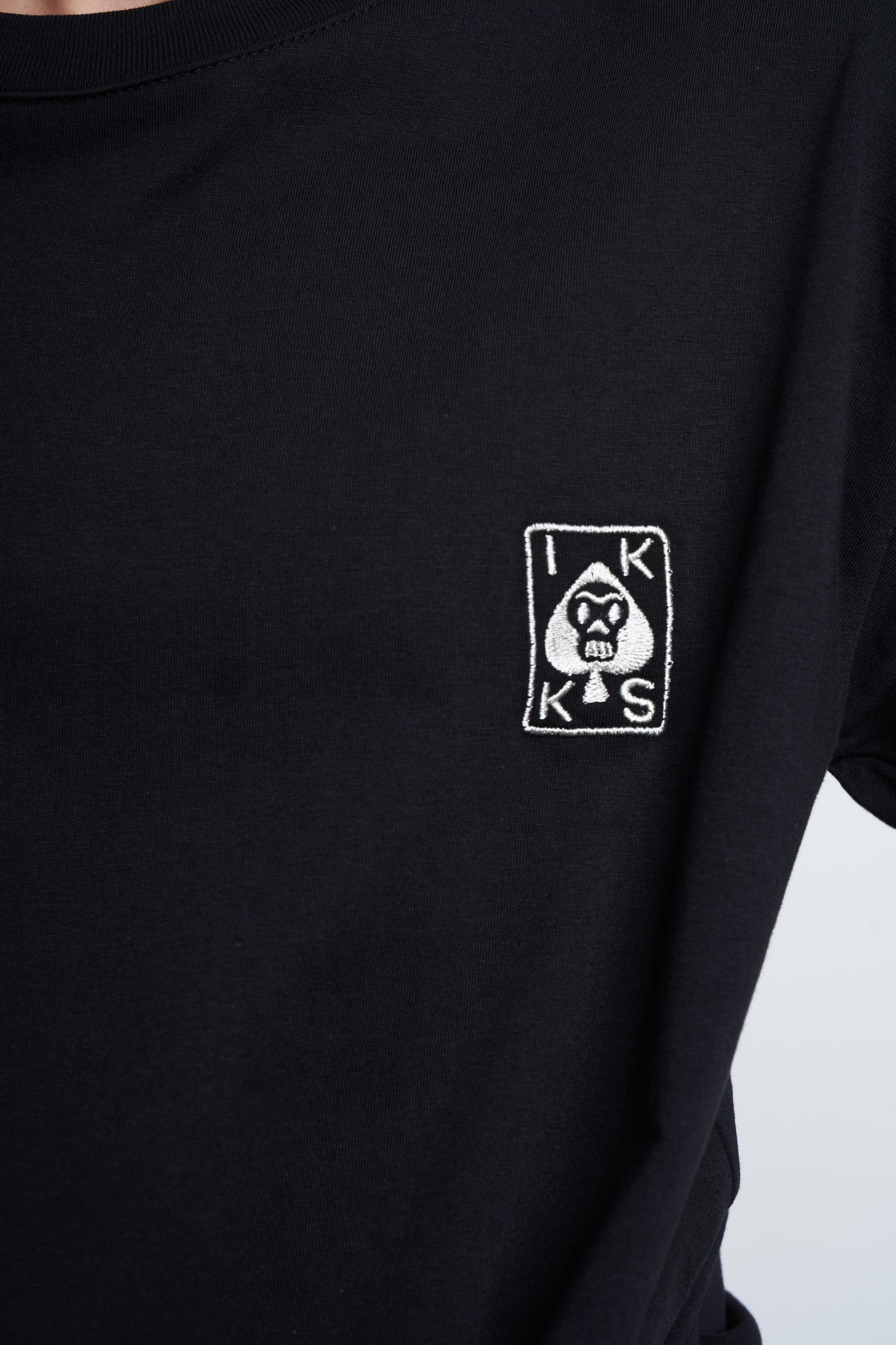 Kuru Kafa Nakış Baskılı T-shirt Siyah