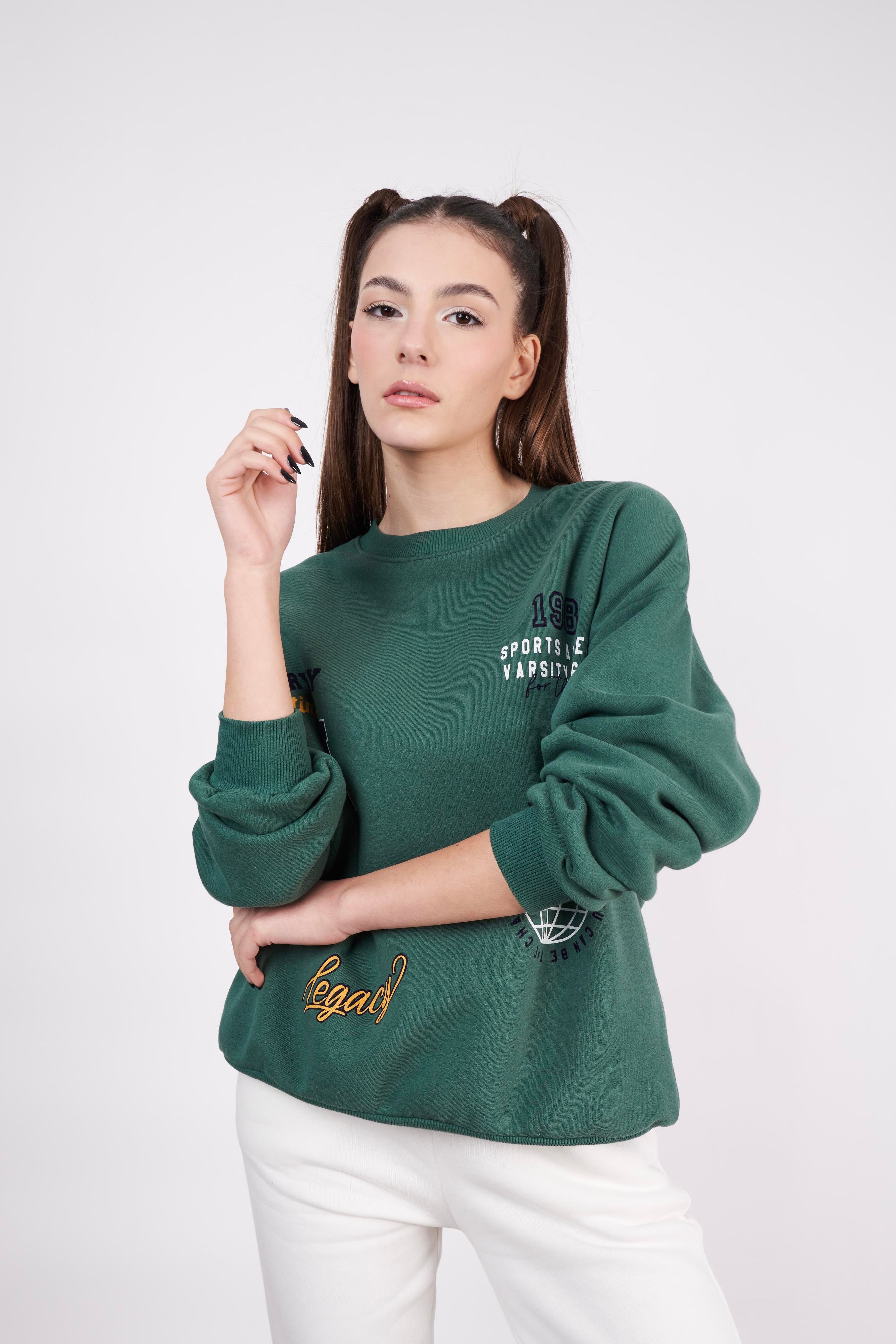 L.A Baskılı Sweatshirt Haki