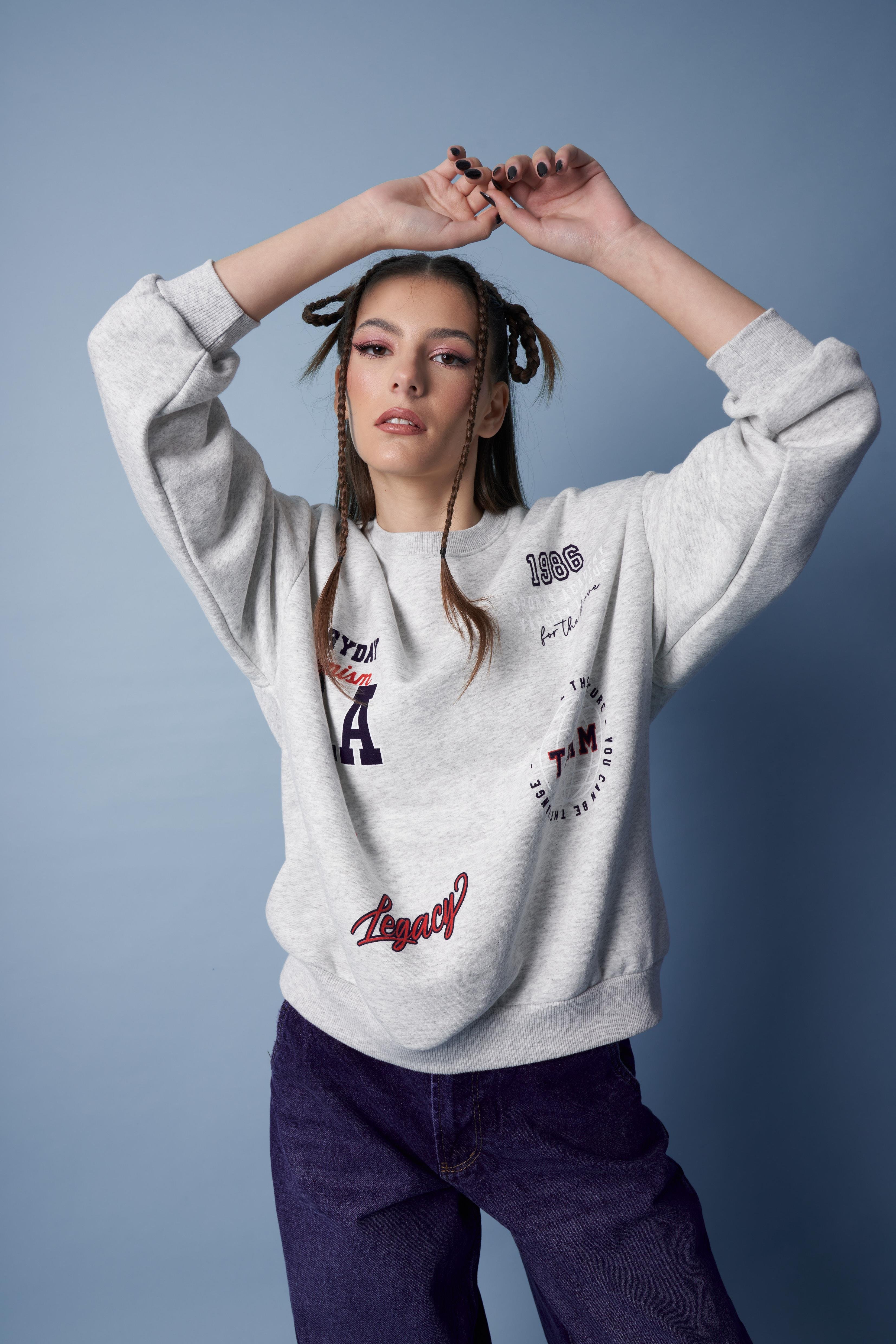 L.A Baskılı Sweatshirt Karmelanj