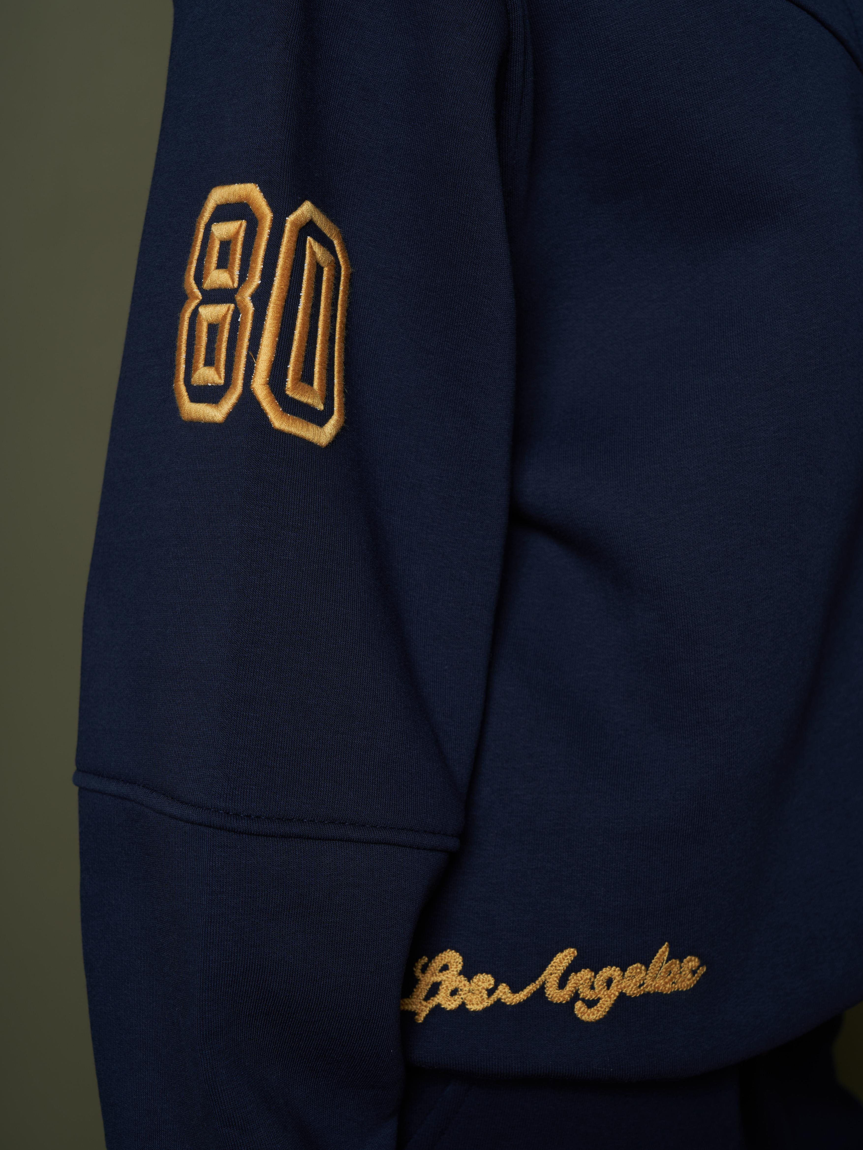 LA Yazı Baskılı Şardonlu Sweatshirt Lacivert