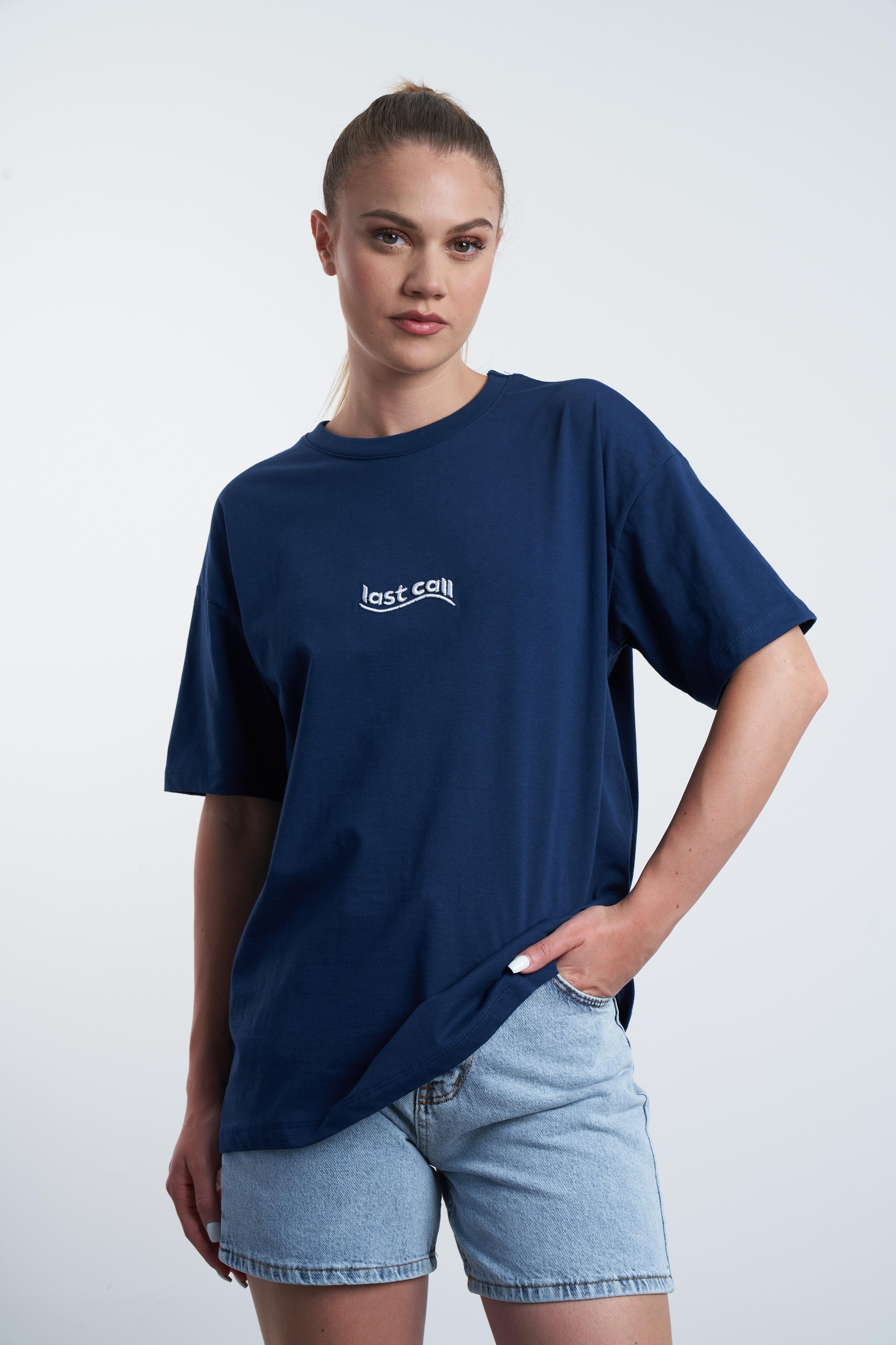 Last Call Nakış Baskılı T-shirt Lacivert