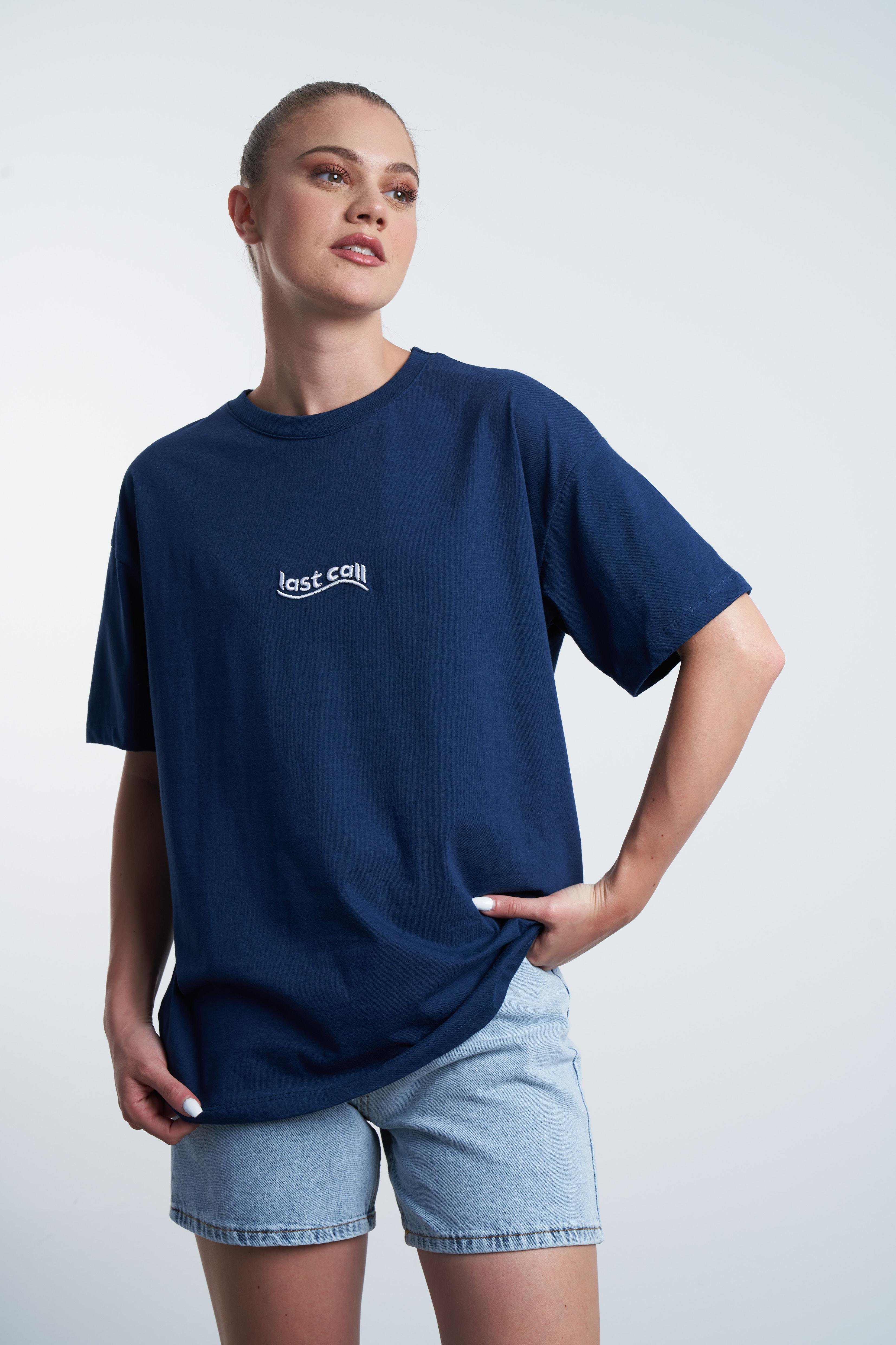 Last Call Nakış Baskılı T-shirt Lacivert