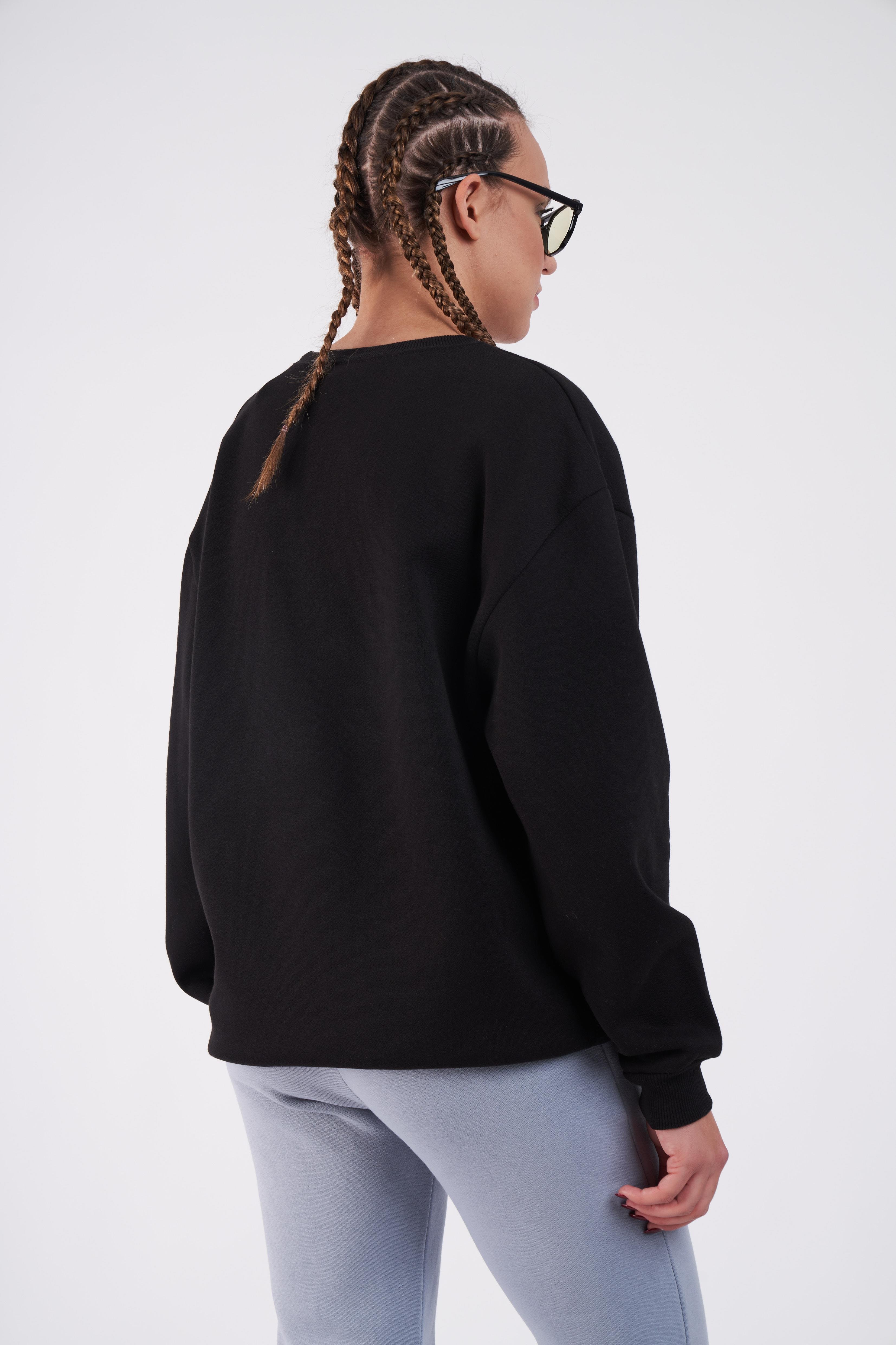Los Angeles Baskılı Oversize Sweatshirt Siyah