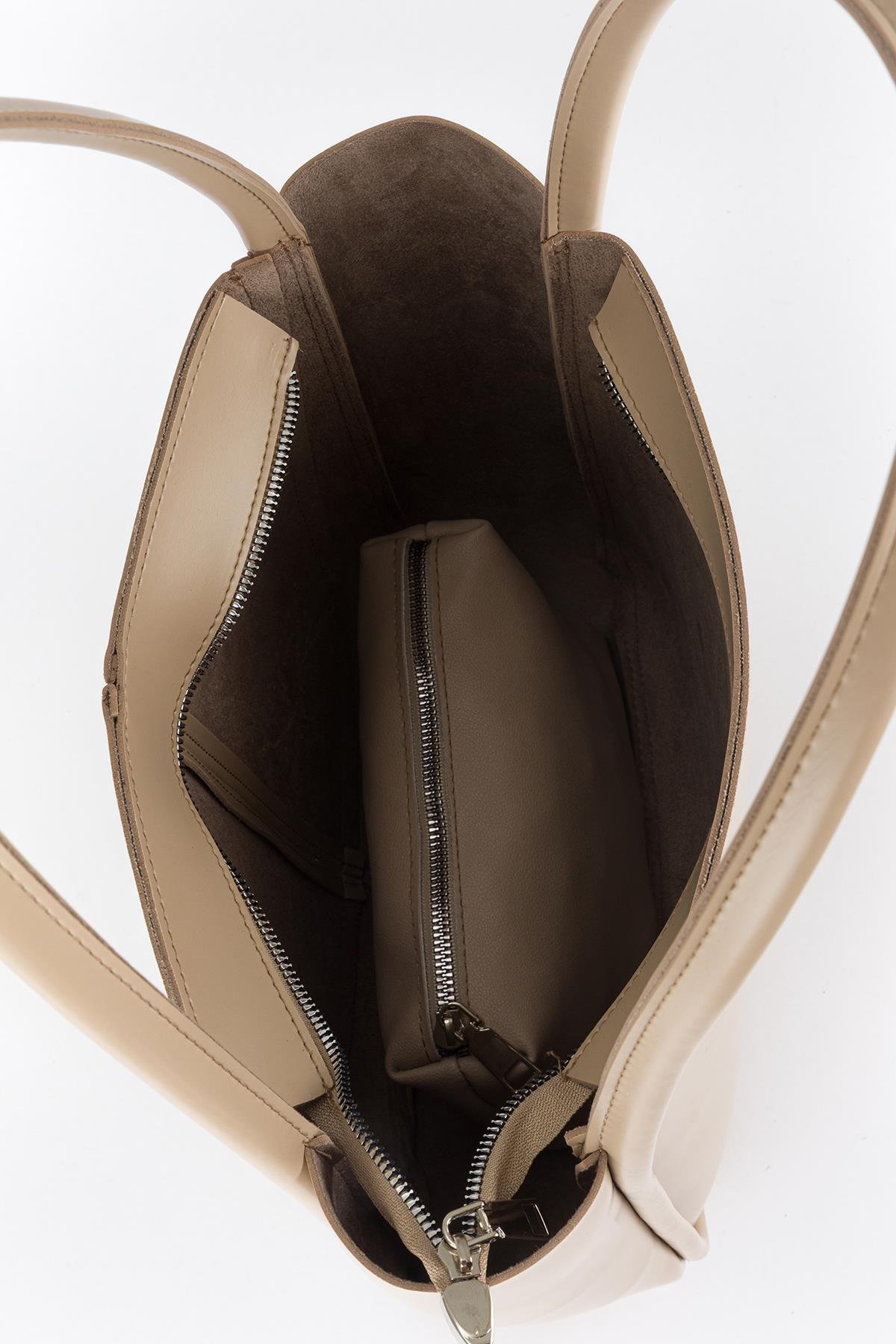 Makyaj Çantalı Basic Omuz Çantası Ekru