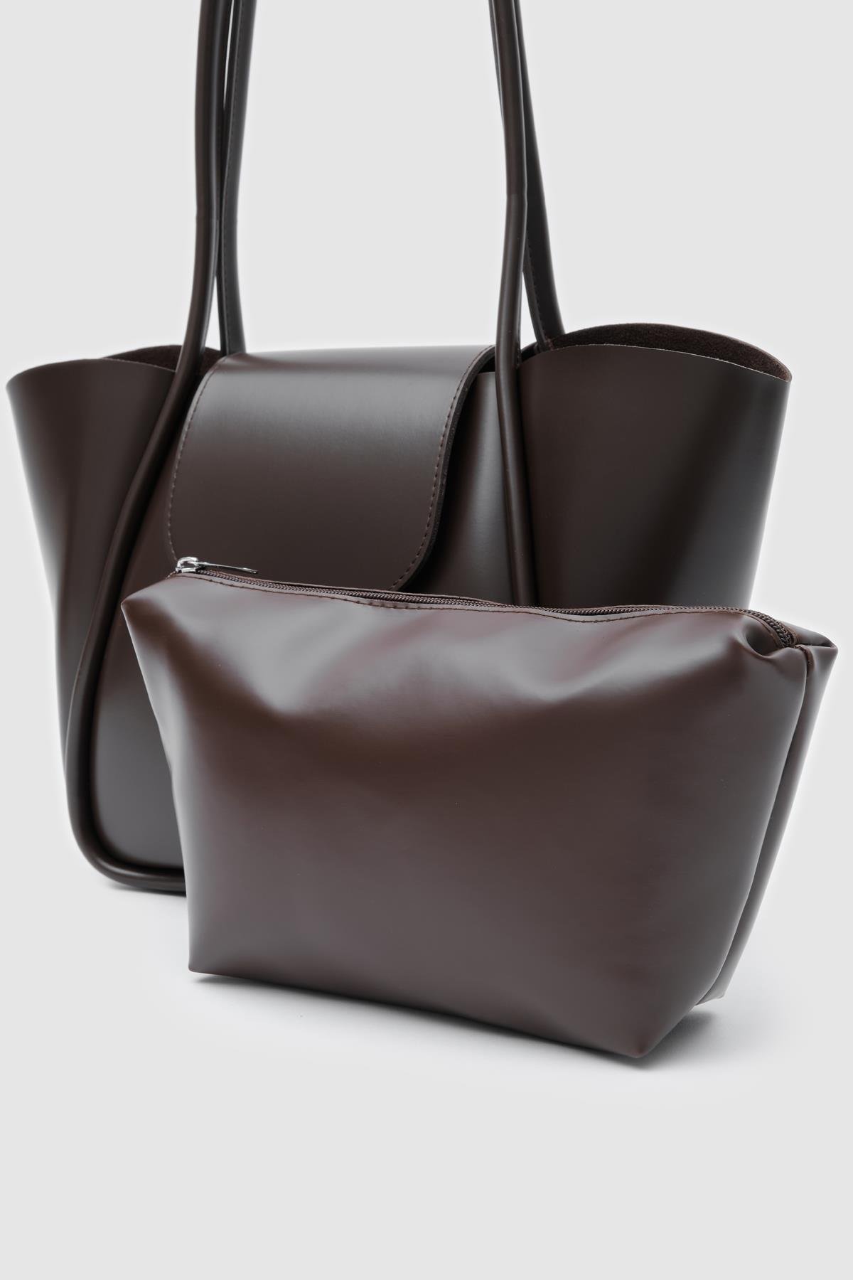 Makyaj Çantalı Omuz Çantası Acı Kahve