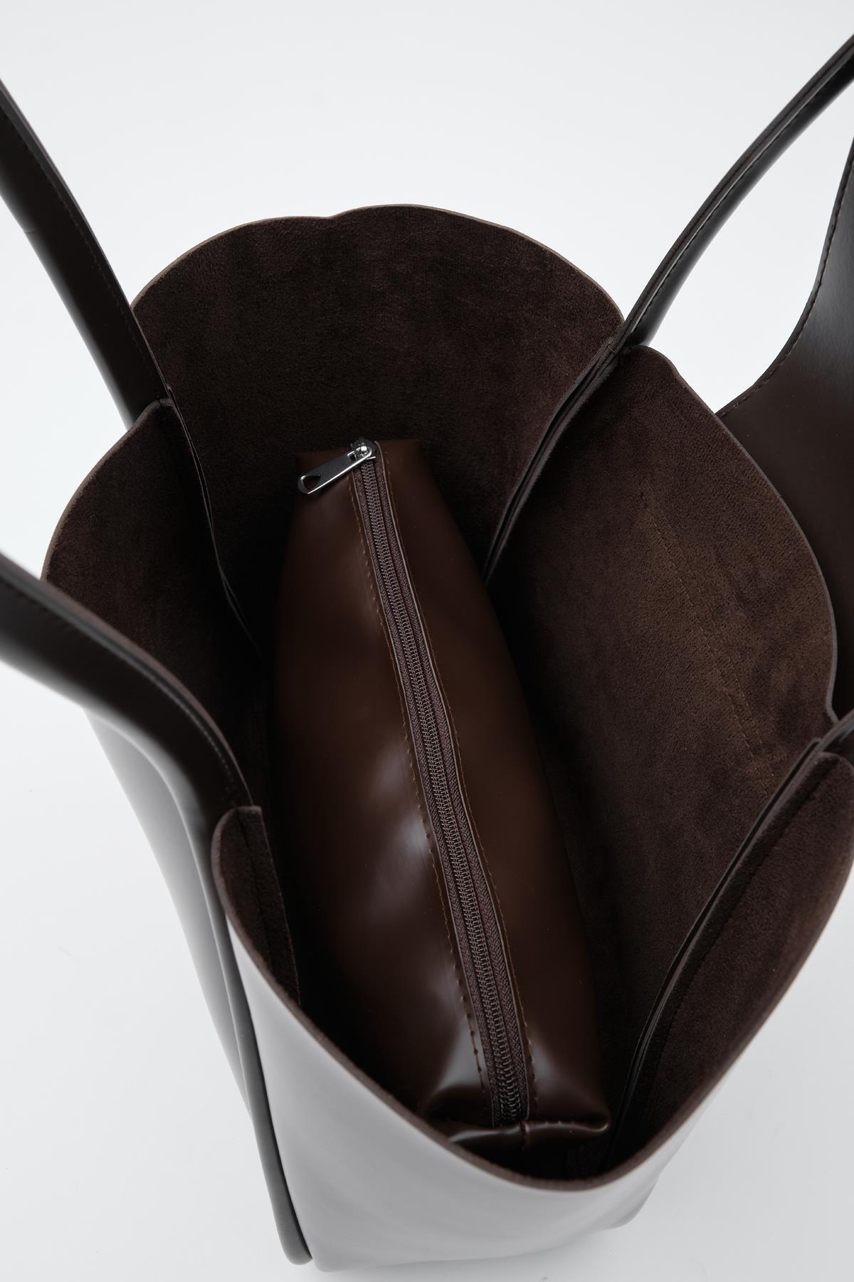 Makyaj Çantalı Omuz Çantası Acı Kahve