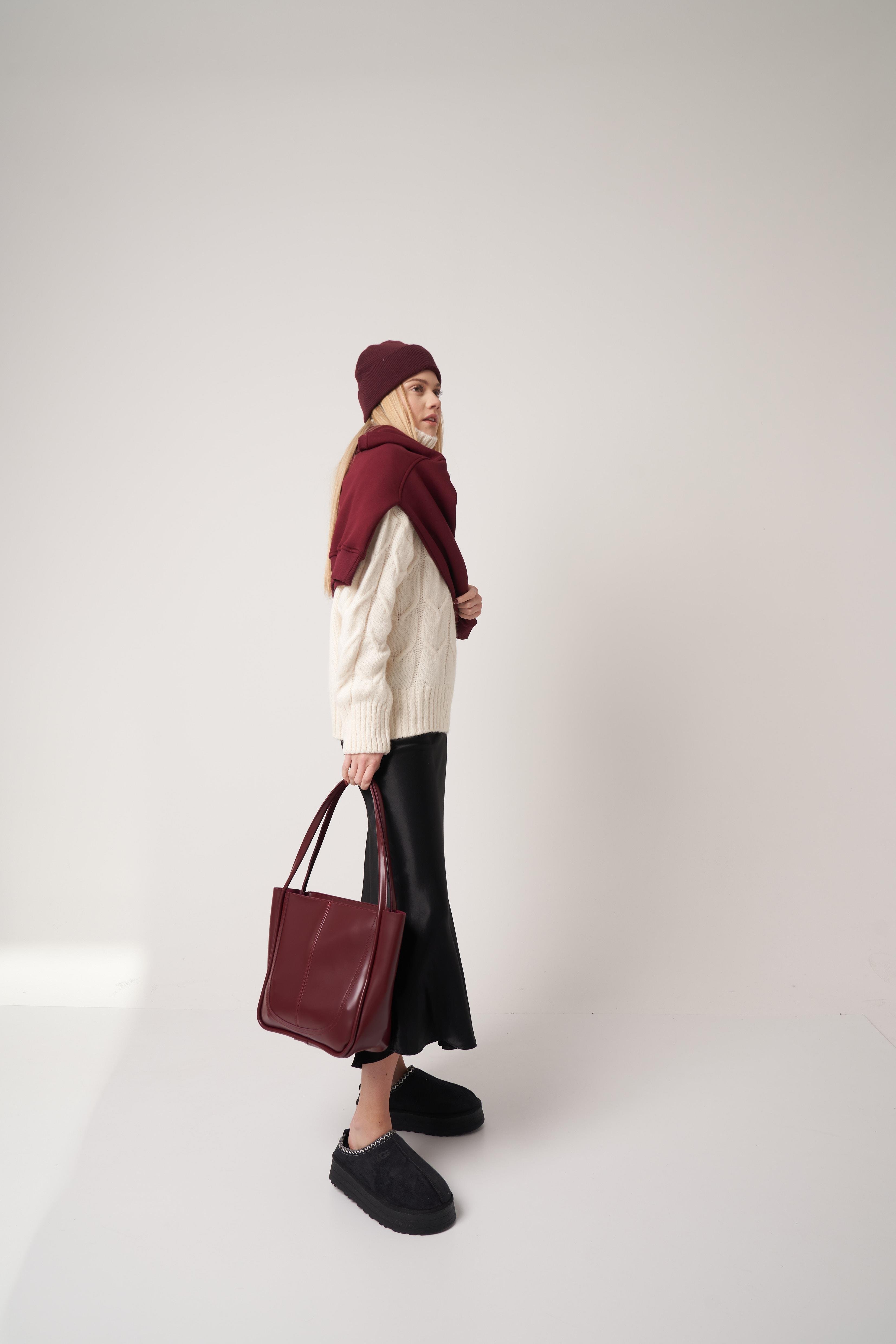 Makyaj Çantalı Omuz Çantası Bordo