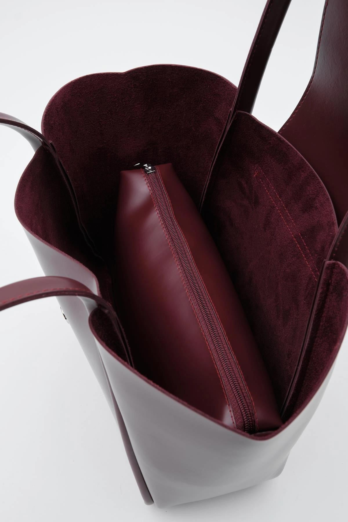 Makyaj Çantalı Omuz Çantası Bordo