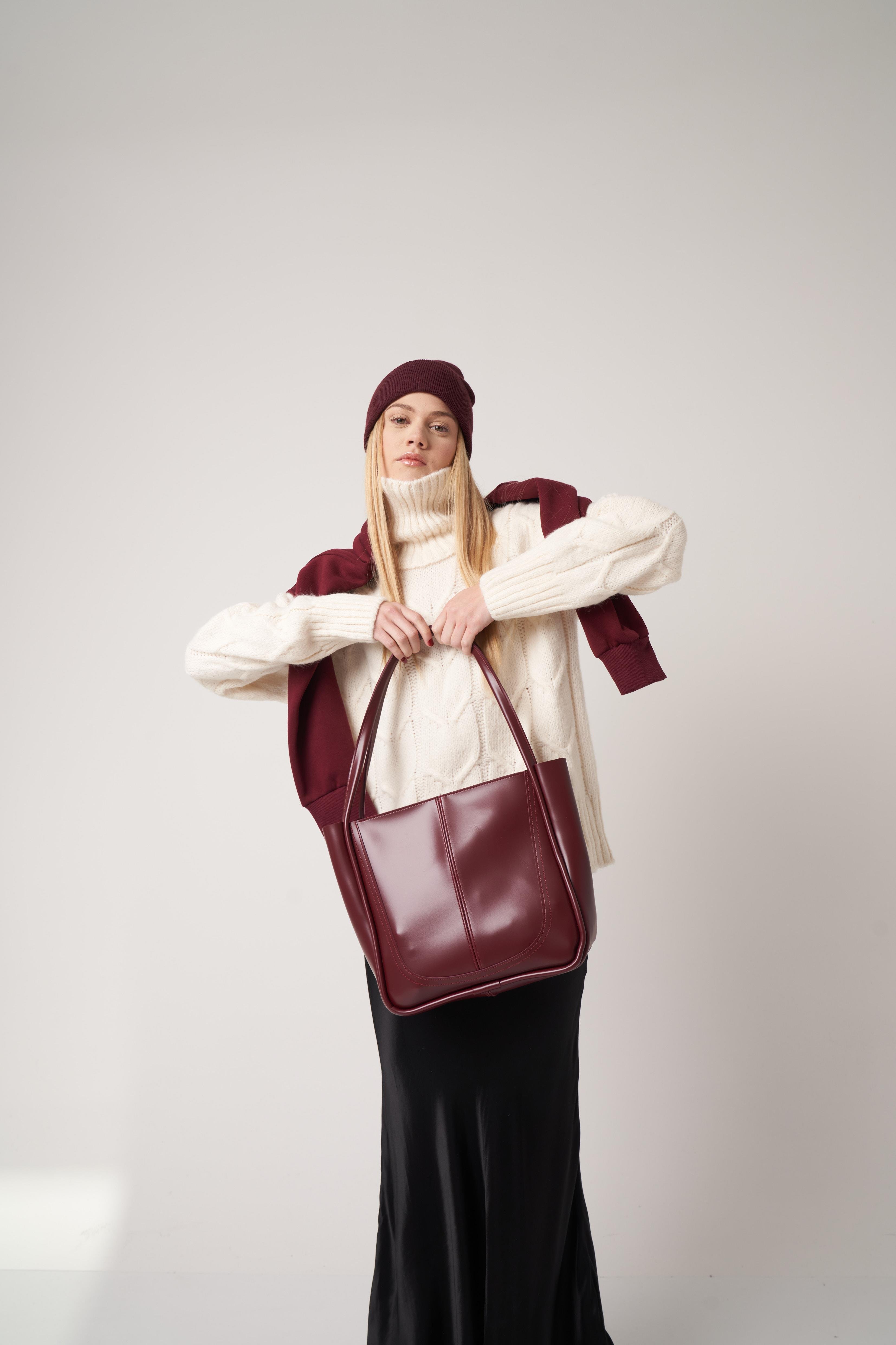 Makyaj Çantalı Omuz Çantası Bordo