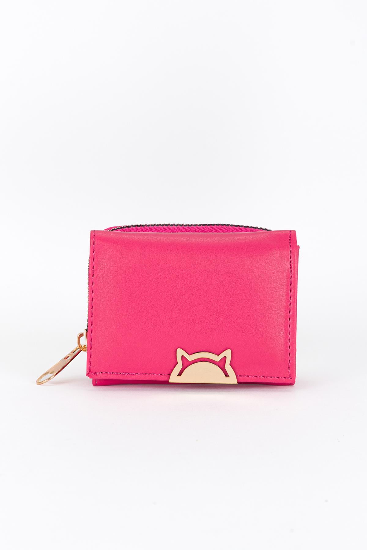 Mini Kedi Detaylı Cüzdan Pembe