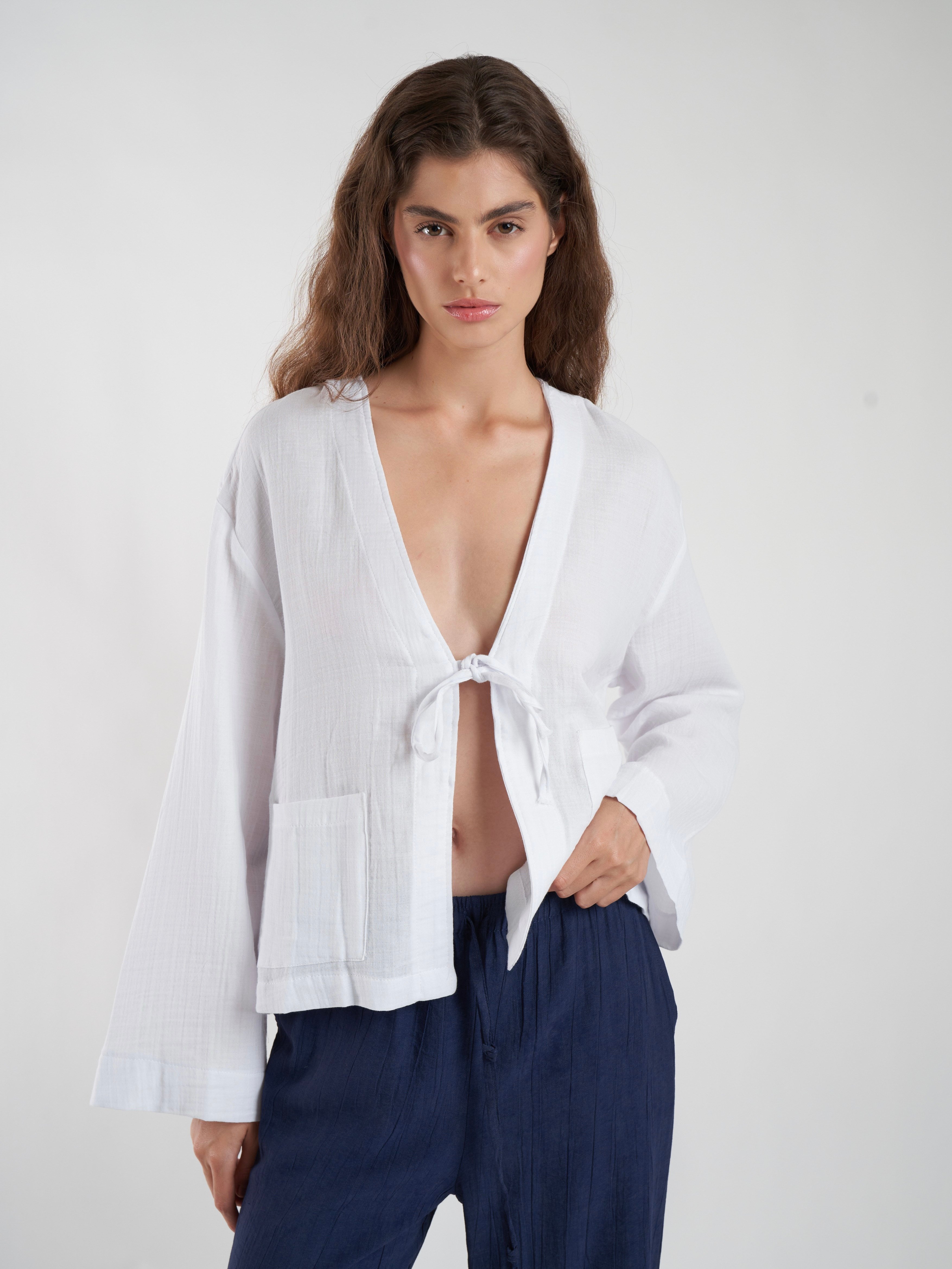 Müslin Kimono Hırka Ekru