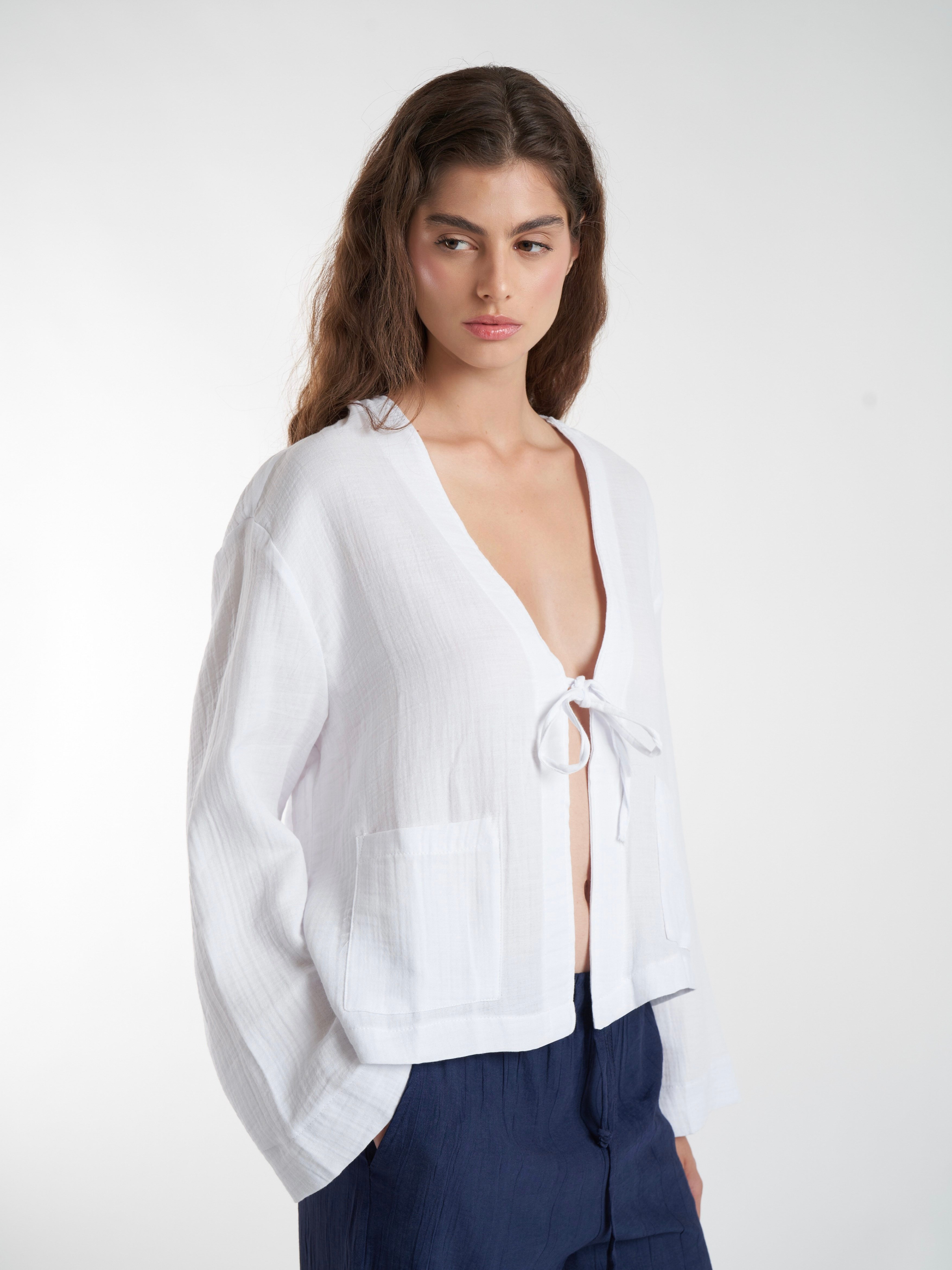 Müslin Kimono Hırka Ekru