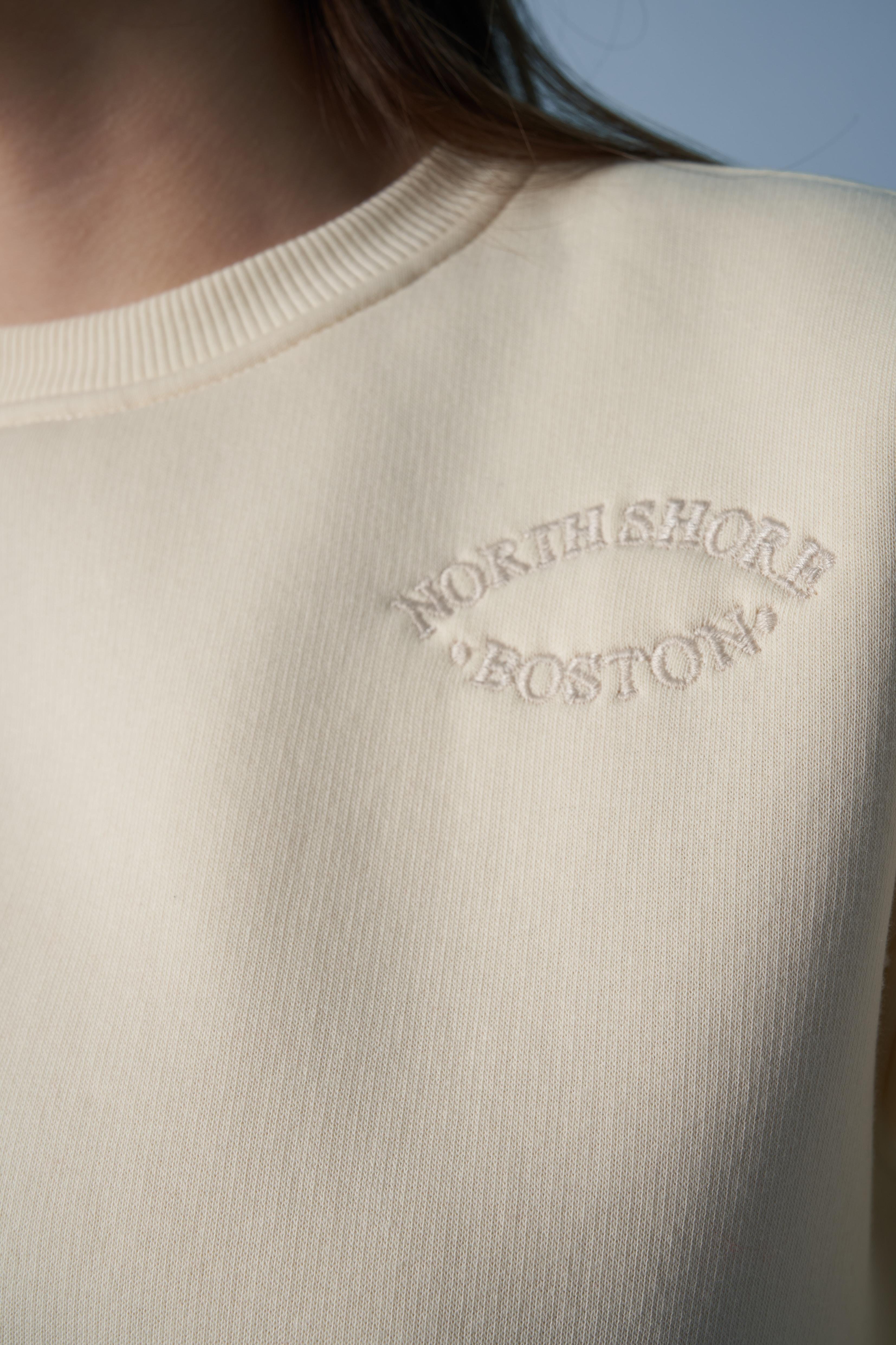 Nakış Detaylı Kısa Basic Sweatshirt Ham