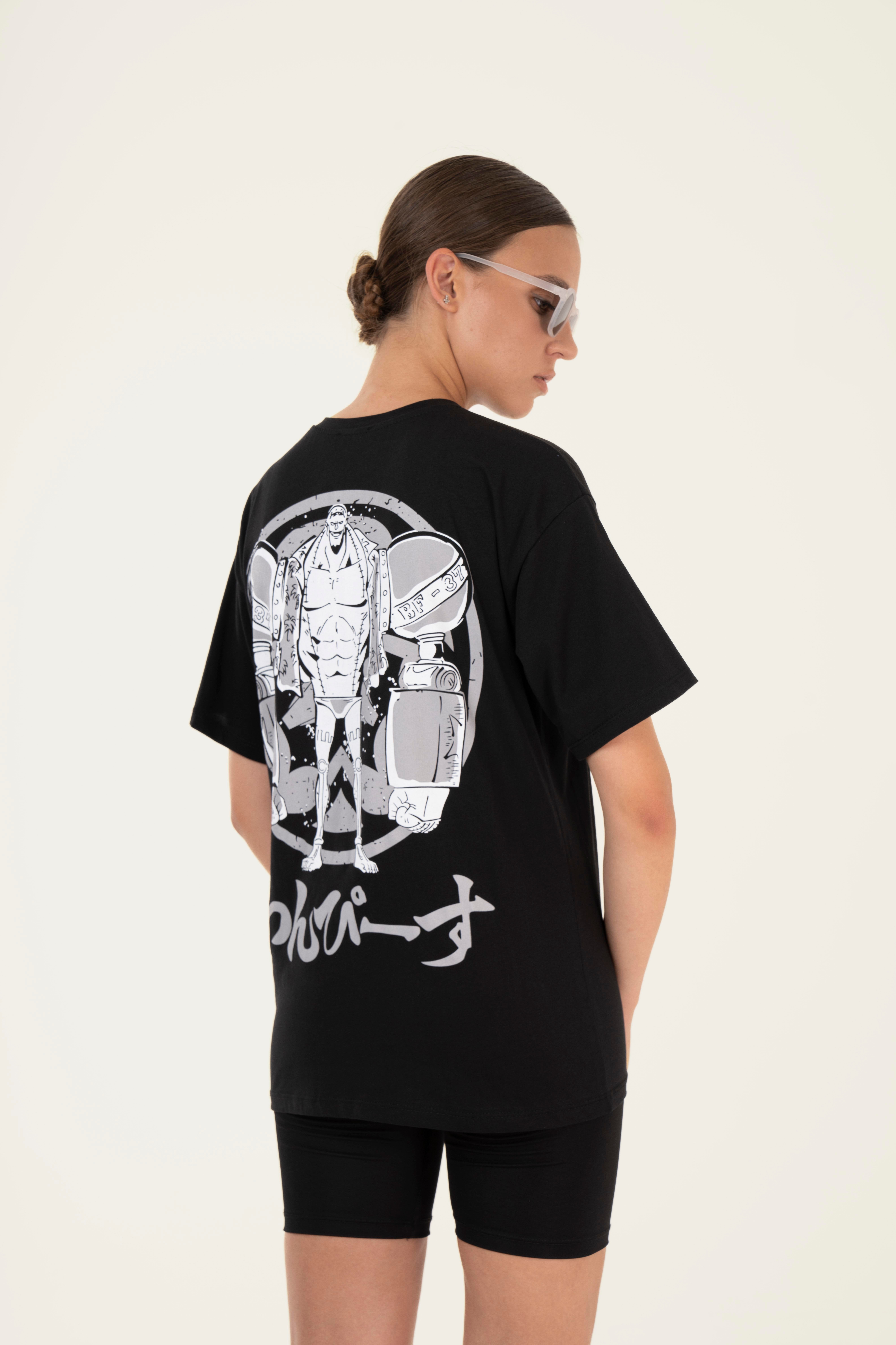 Nepıece Yazı Sırt Anime Baskılı Tshirt