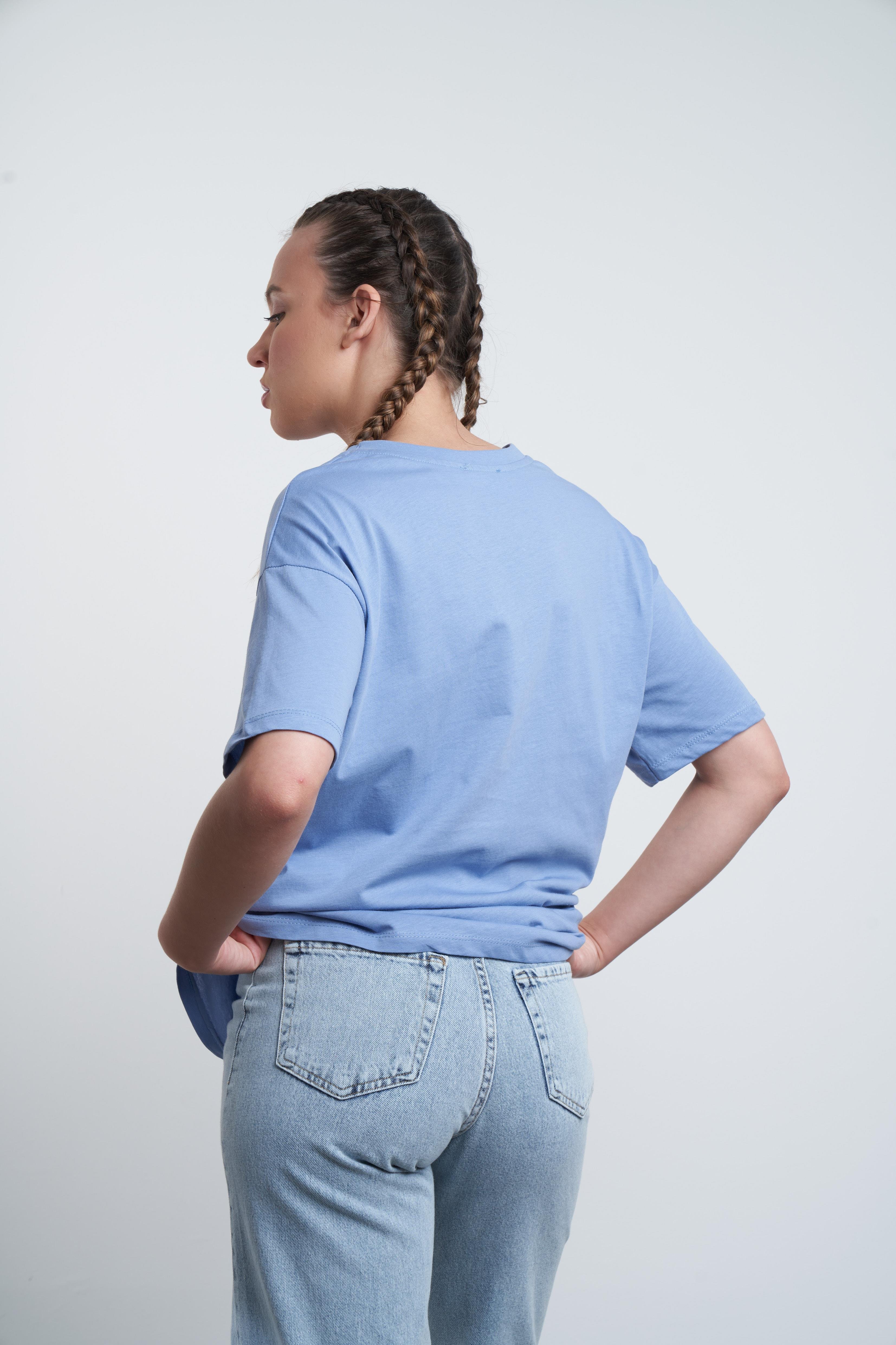 New Coast Nakış Baskılı T-shirt Mavi