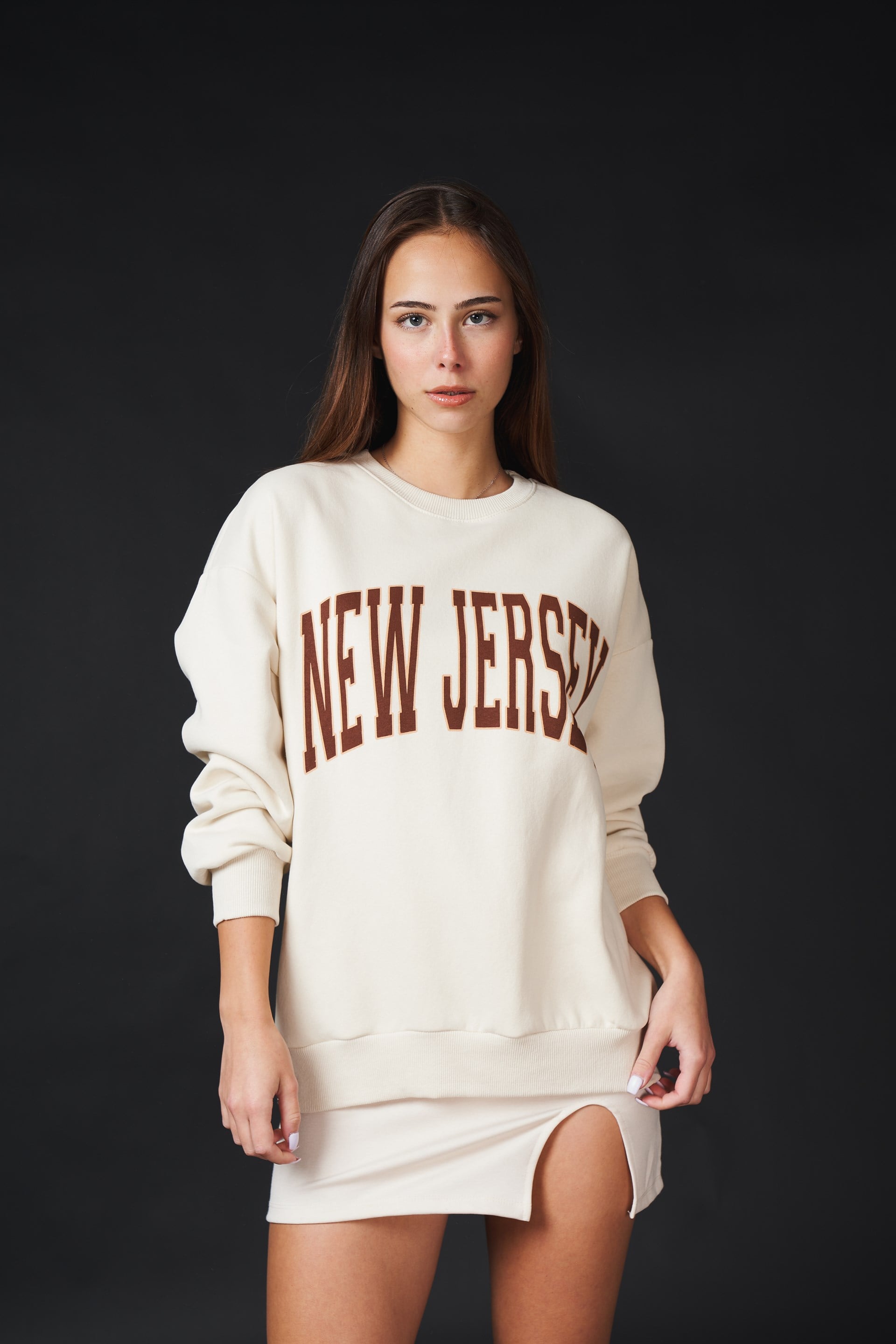 New Jersey Yazı Baskılı Sweatshirt