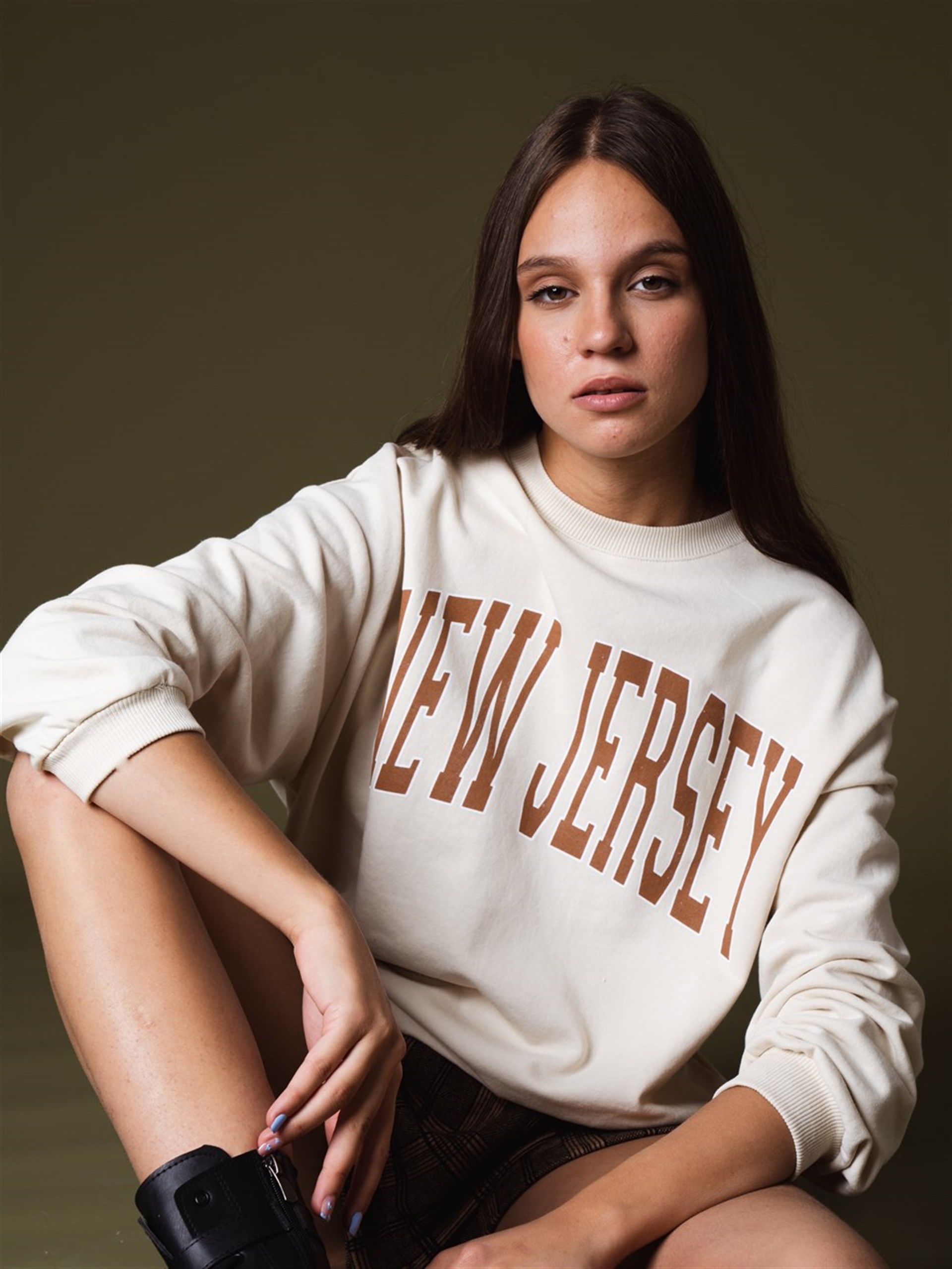 New Jersey Yazı Baskılı Sweatshirt