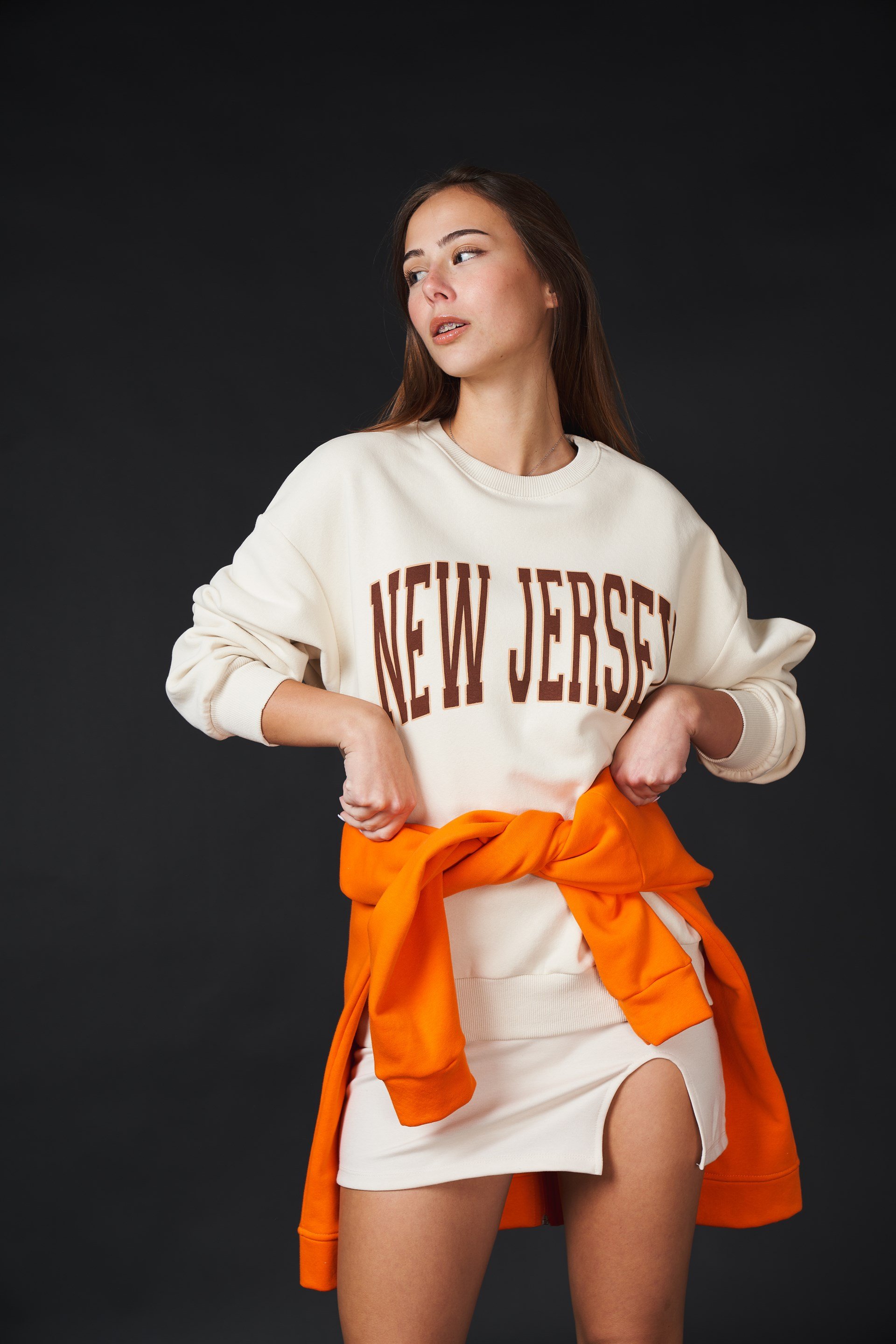 New Jersey Yazı Baskılı Sweatshirt