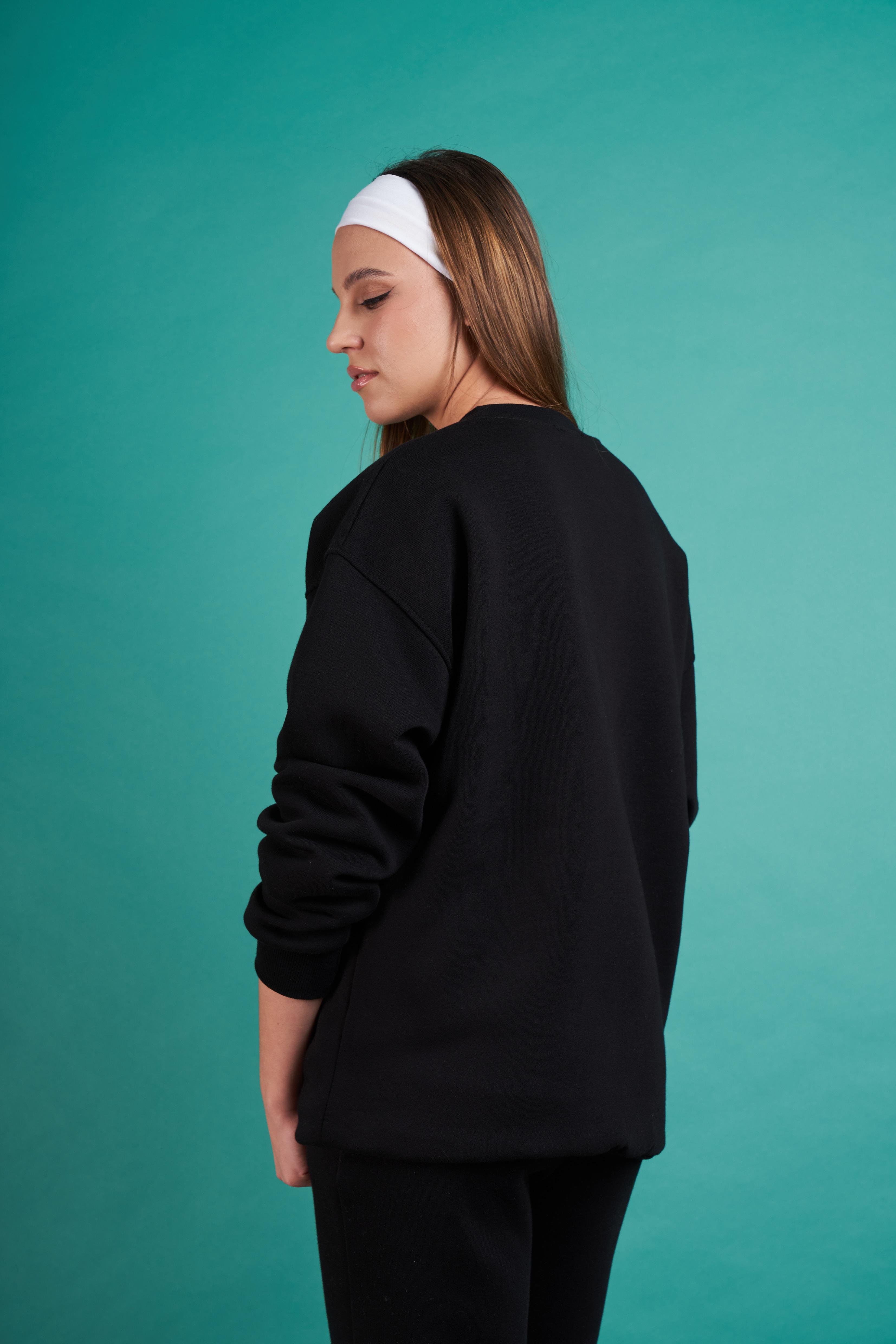 New York Baskılı Sweatshirt Siyah