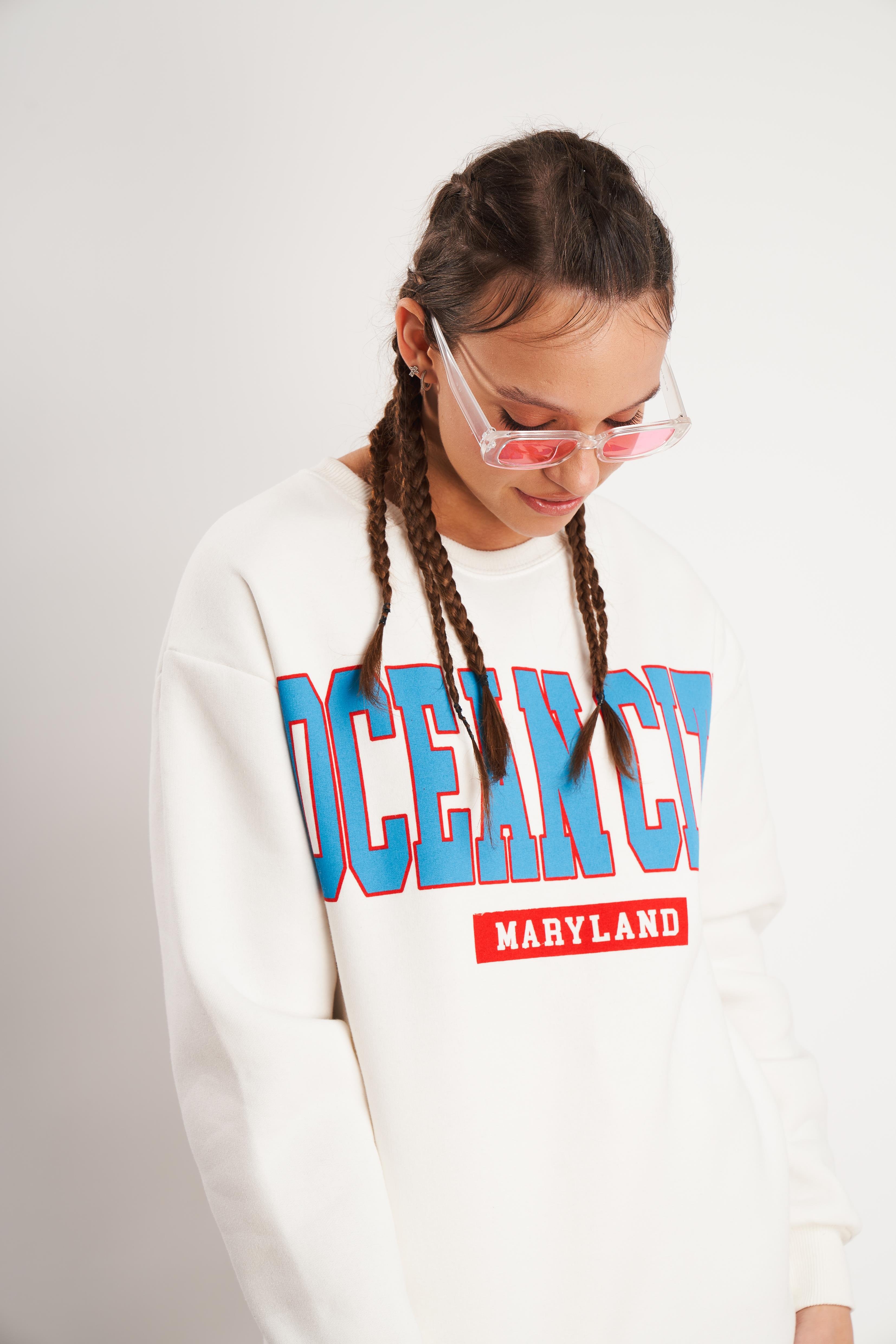 Ocean City Baskılı Sweatshirt